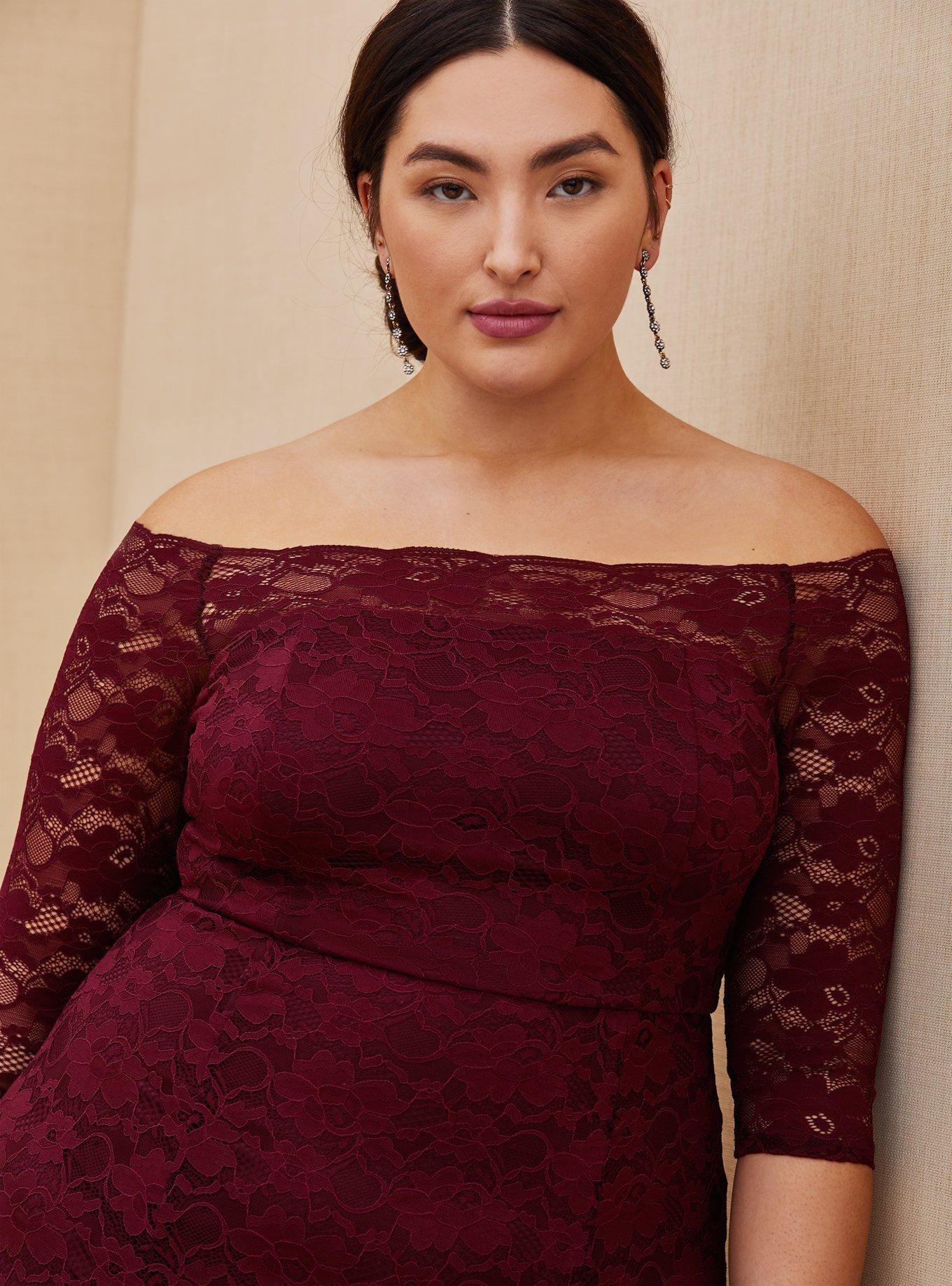 Lace red dress plus cheap size