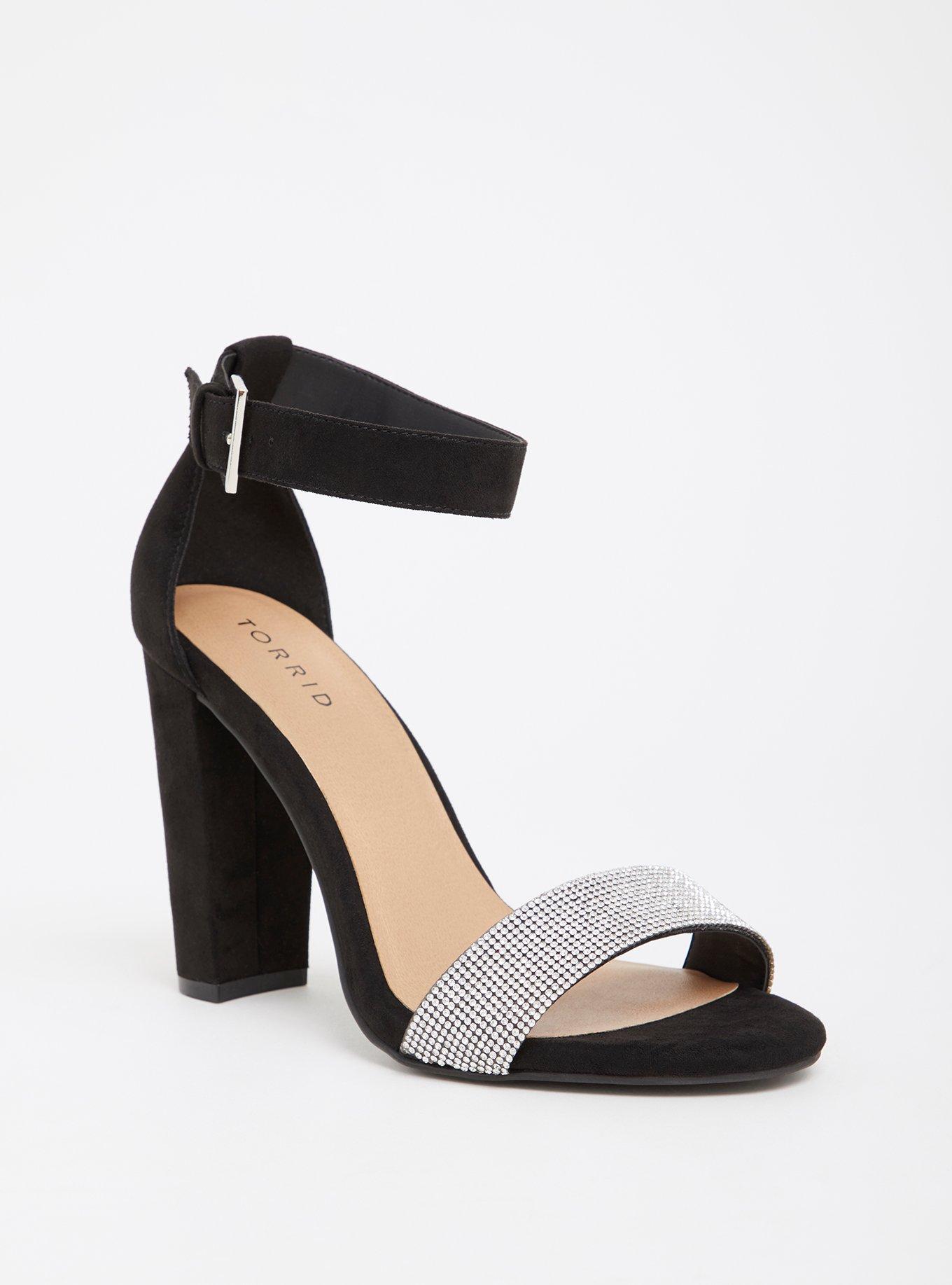 Black sandal heels wide width best sale