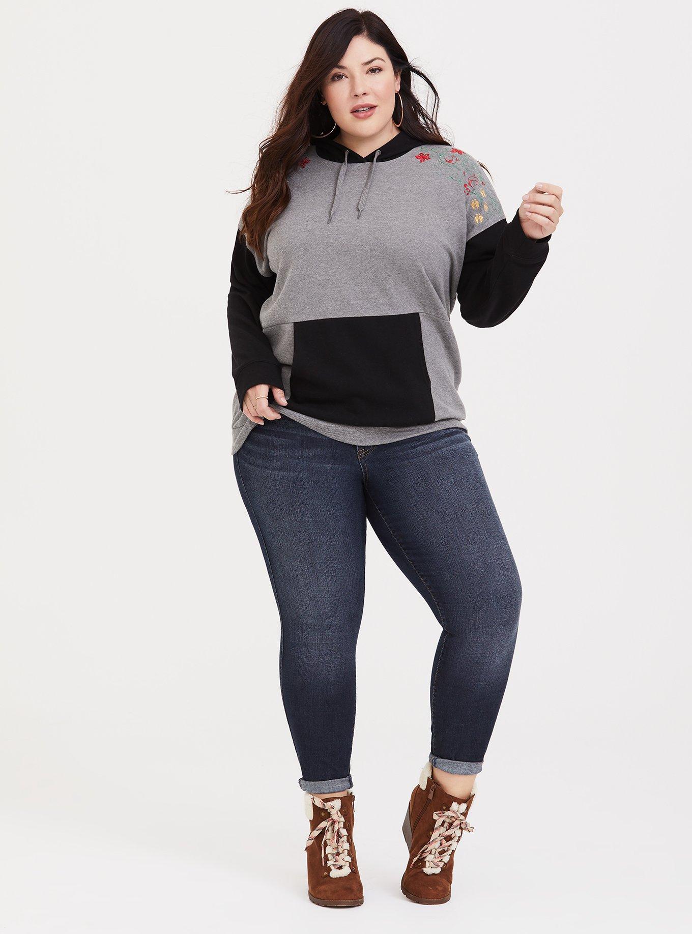 Plus Size Disney Holiday Bambi Embroidered Sweatshirt, GREY, alternate