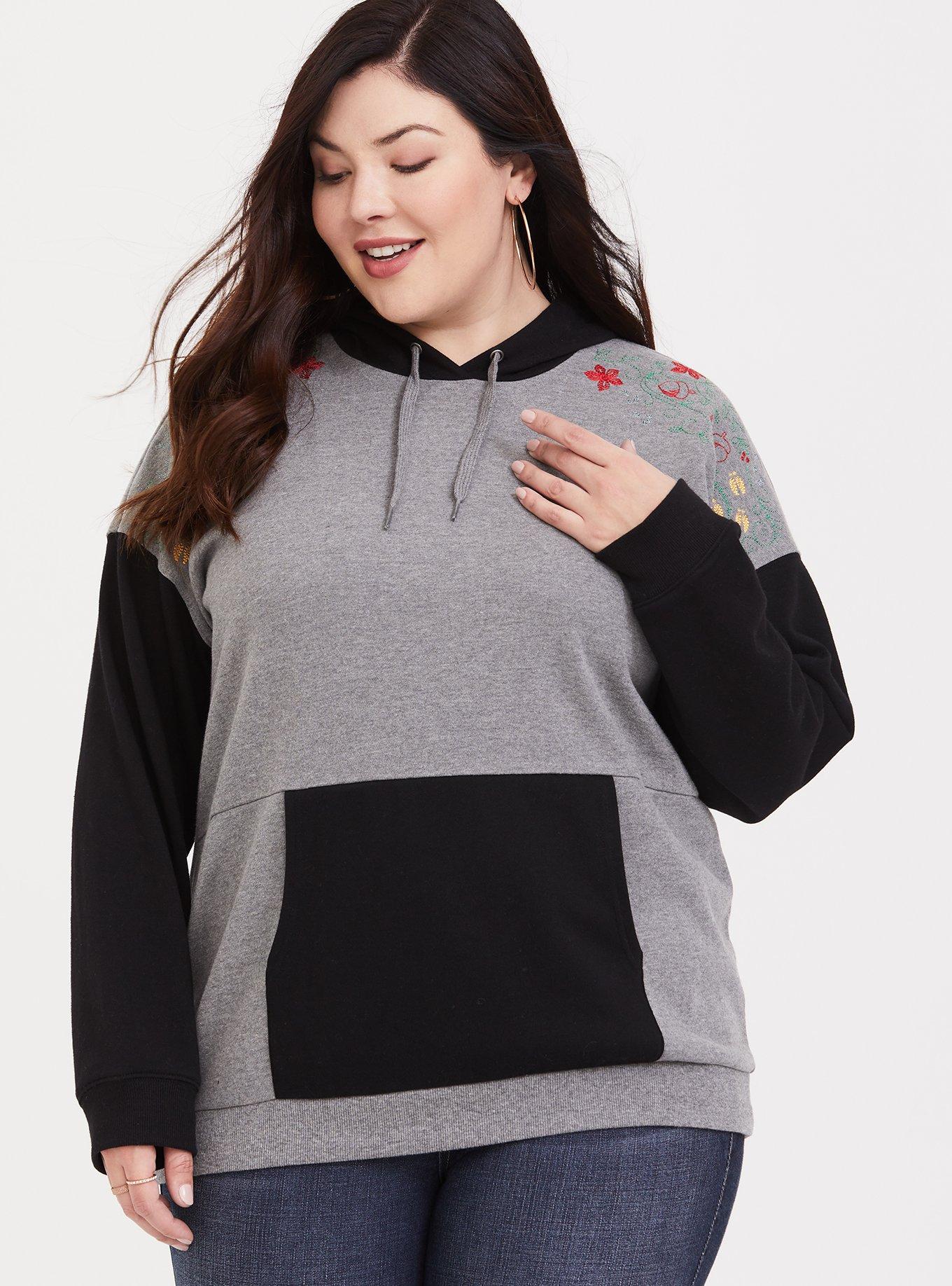 Plus Size Disney Holiday Bambi Embroidered Sweatshirt, GREY, alternate