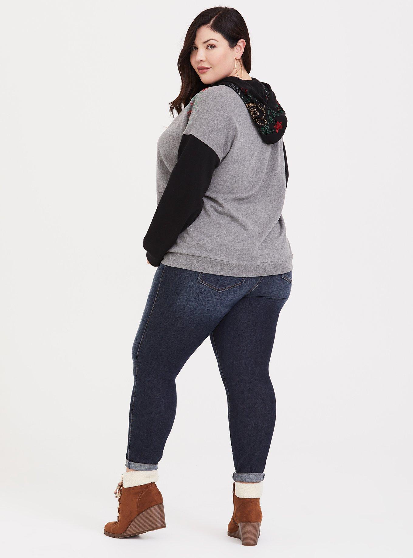 Plus Size Disney Holiday Bambi Embroidered Sweatshirt, GREY, alternate
