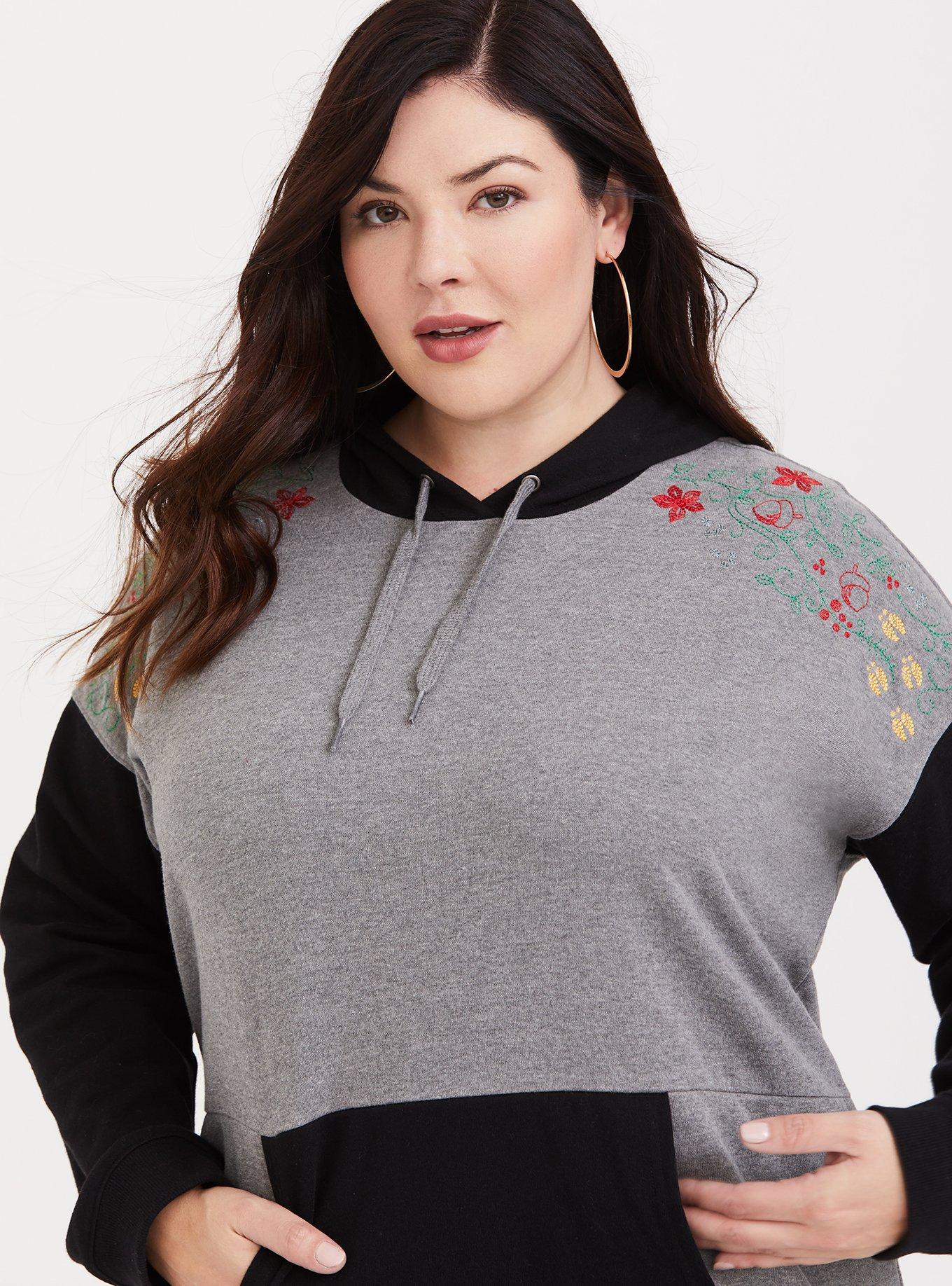 Plus Size Disney Holiday Bambi Embroidered Sweatshirt, GREY, alternate