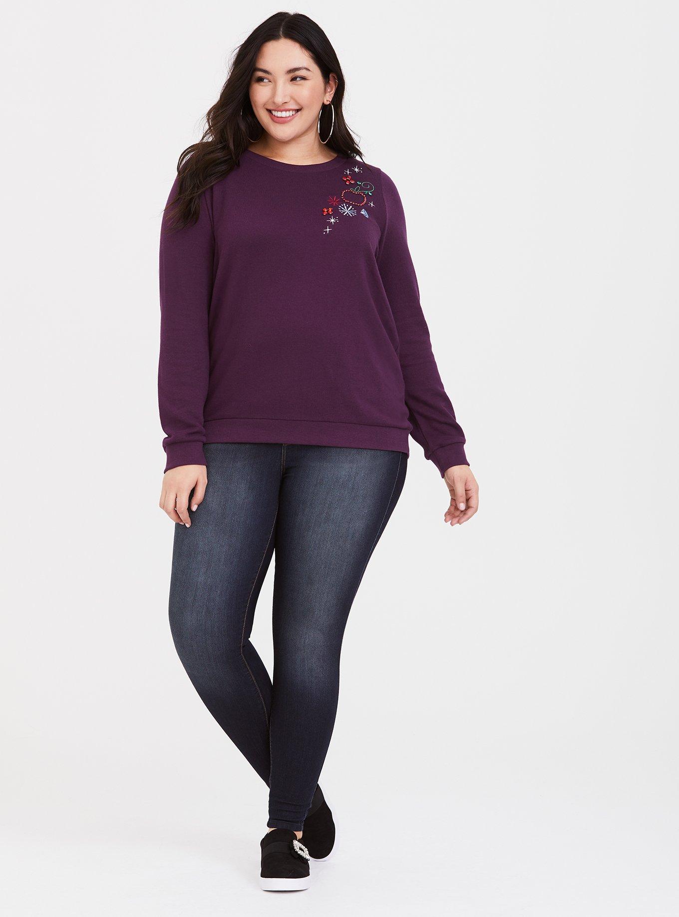 Plus Size Disney Holiday Snow White Embellished Sweatshirt, BURGUNDY, alternate