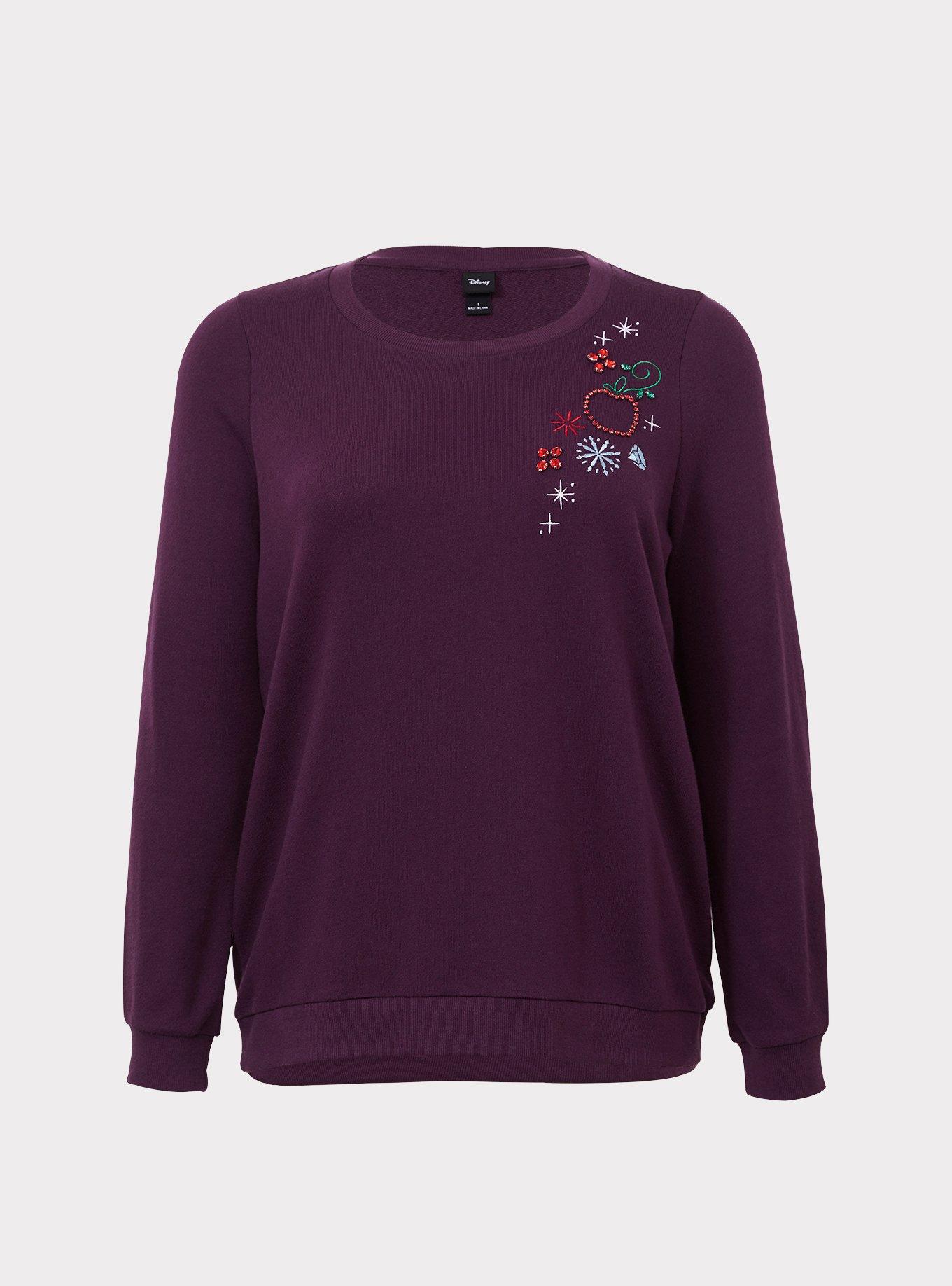 Plus Size Disney Holiday Snow White Embellished Sweatshirt, BURGUNDY, hi-res