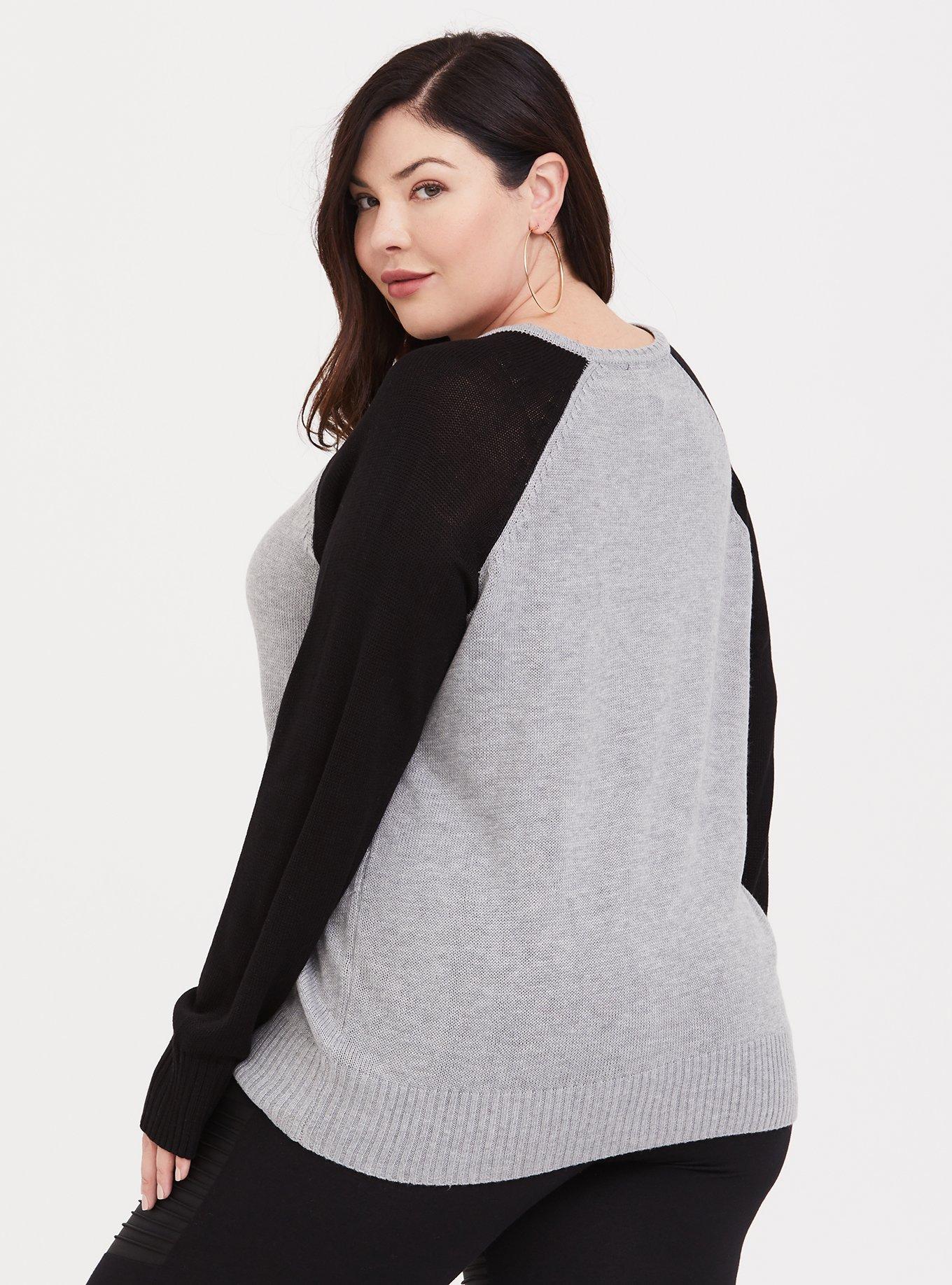 Plus Size Disney Holiday Mickey Mouse Sweater, HEATHER GREY, alternate