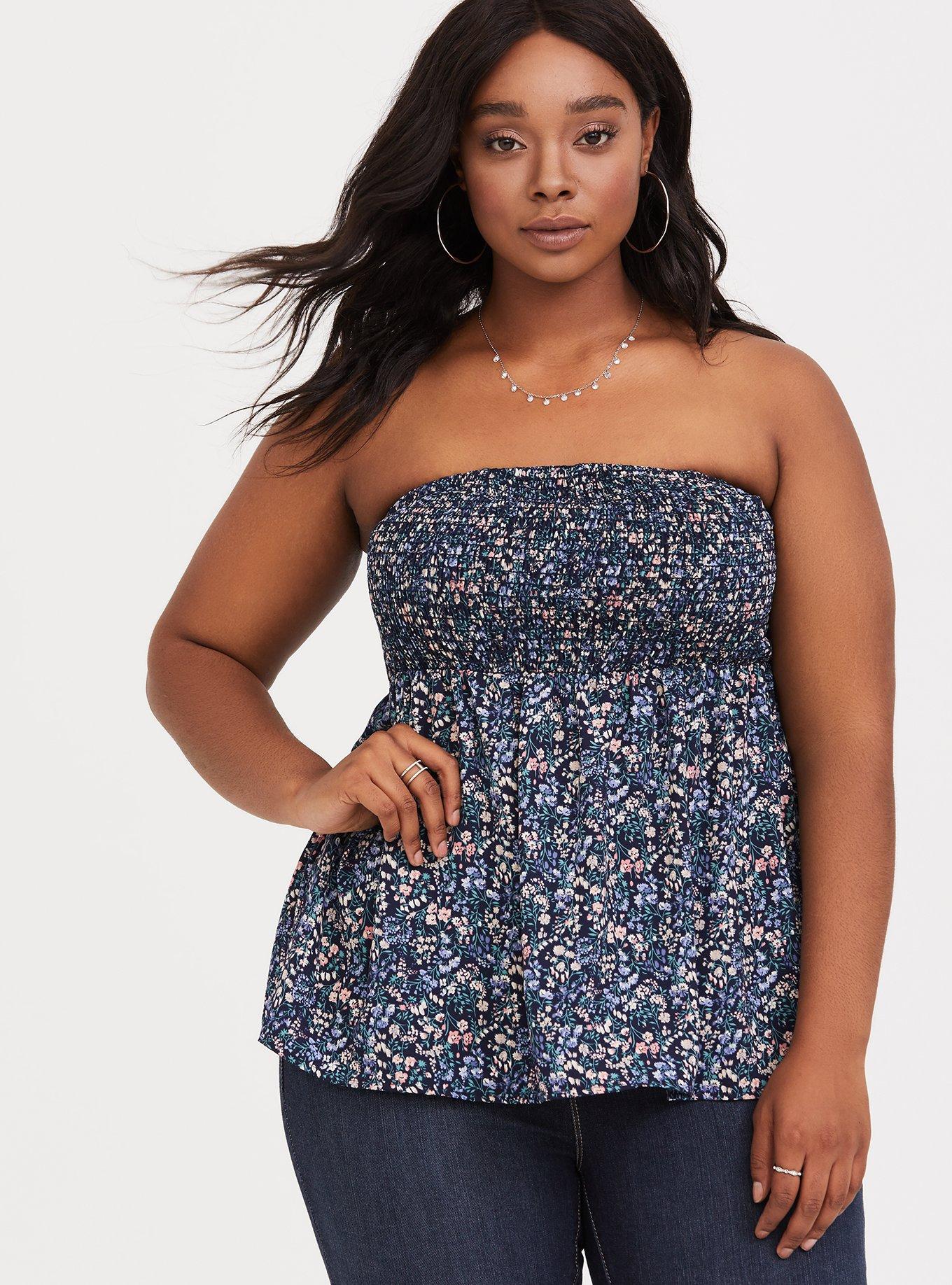 Floral smocked cheap tube top