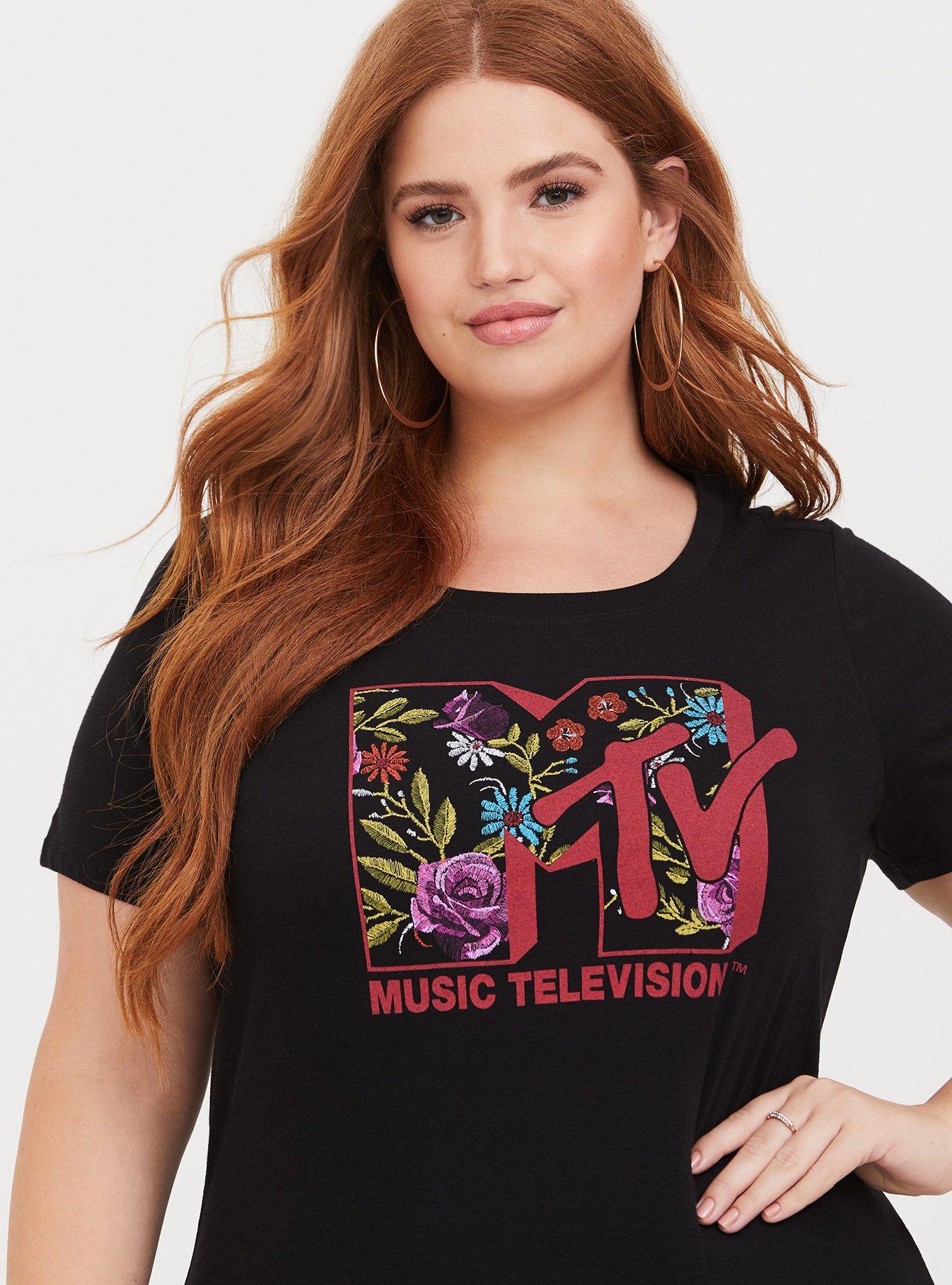 Black MTV Crew Neck Tee, DEEP BLACK, alternate