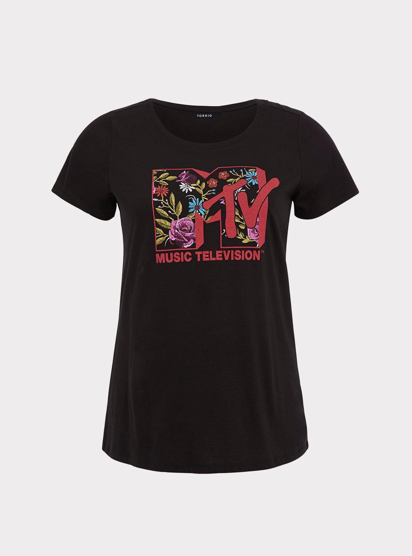 Black MTV Crew Neck Tee, DEEP BLACK, hi-res