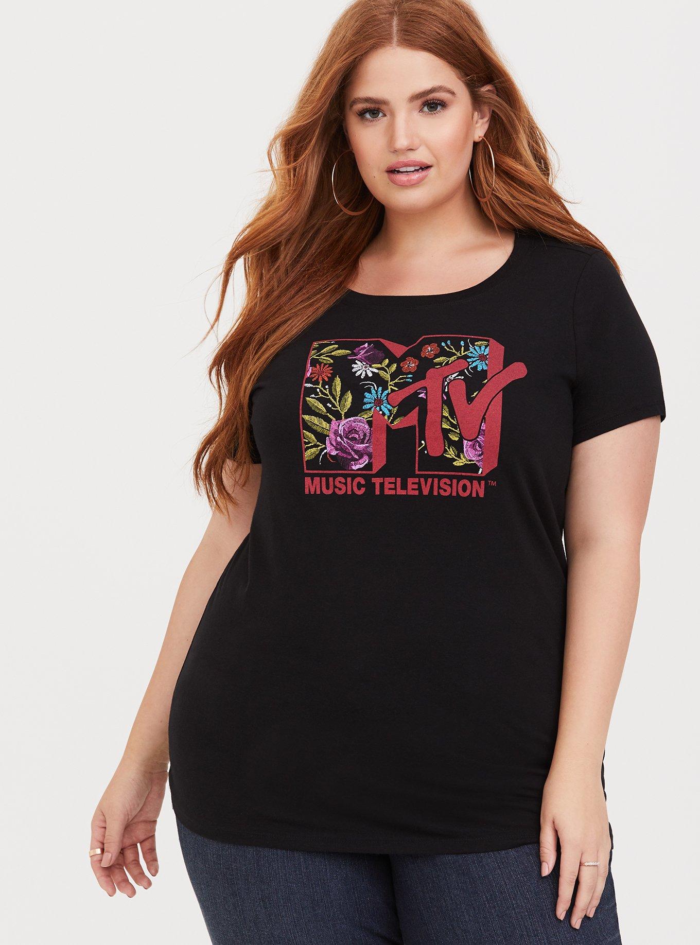 Black MTV Crew Neck Tee, DEEP BLACK, hi-res