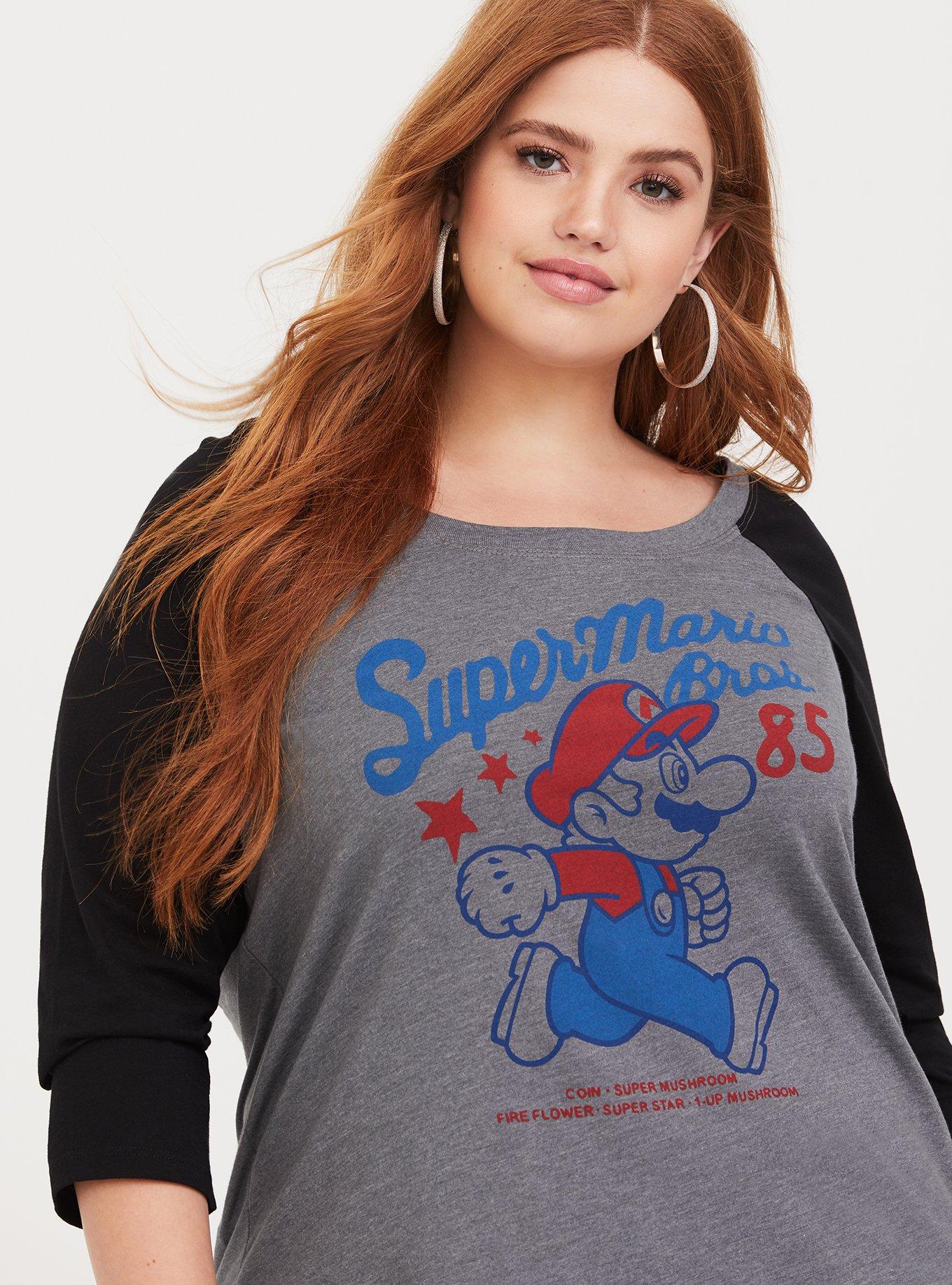 Grey Super Mario Bros Raglan Tee, MEDIUM HEATHER GREY, alternate