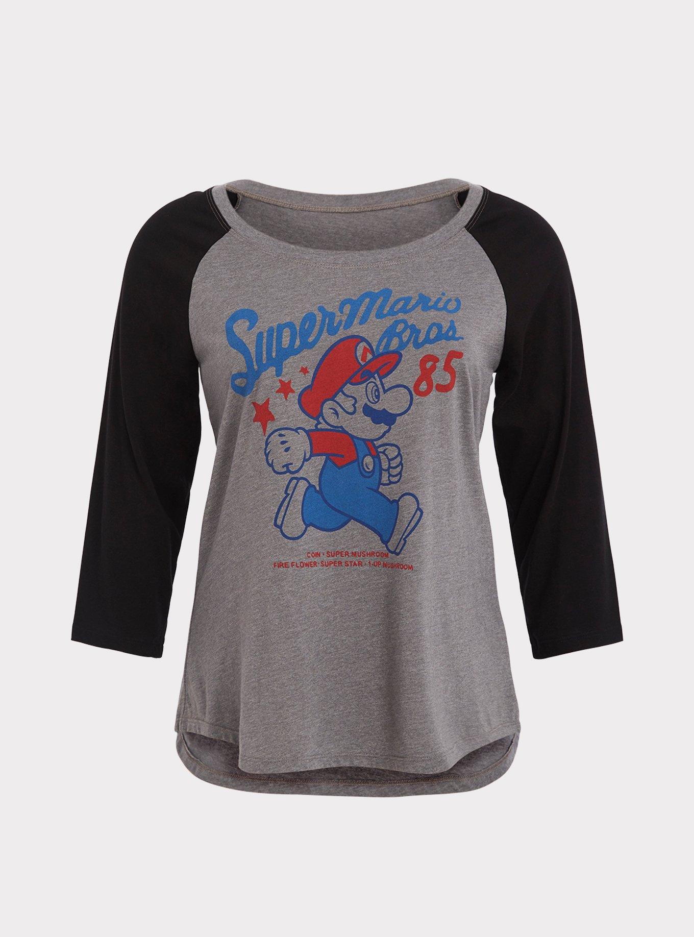 Grey Super Mario Bros Raglan Tee, MEDIUM HEATHER GREY, hi-res