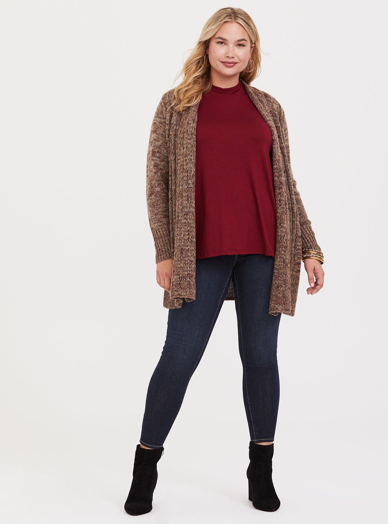 Super Soft Red Mock Neck Swing Tank, RED FERN, alternate