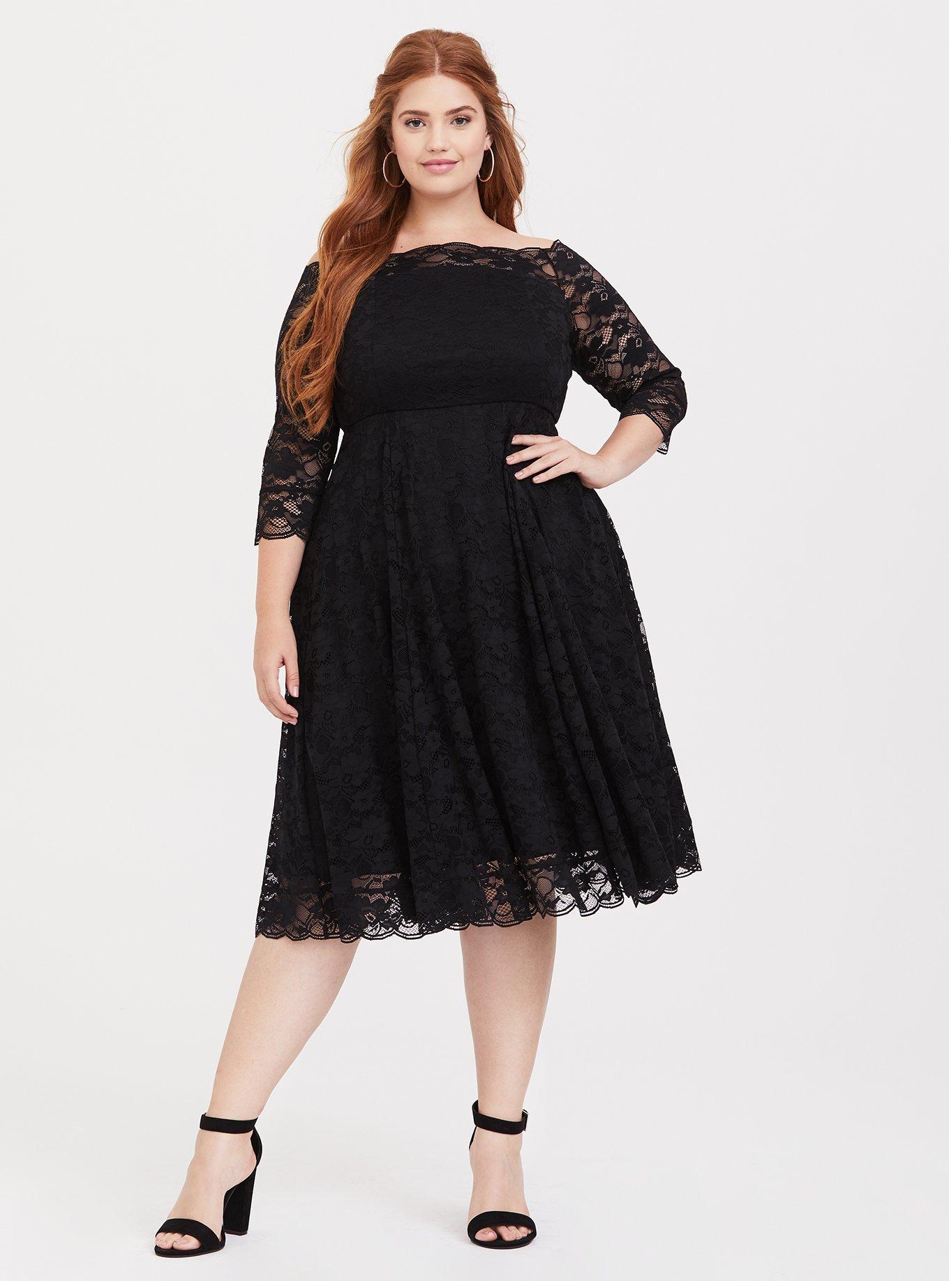 Off shoulder clearance lace skater dress