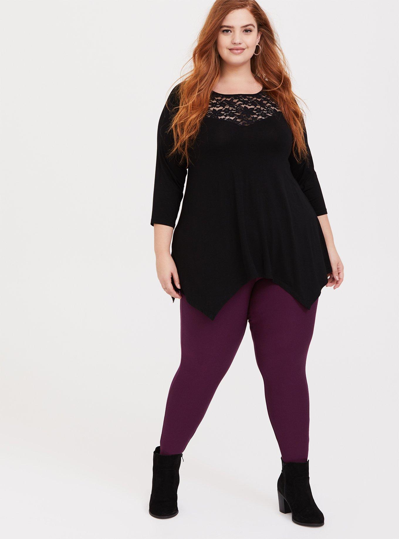 Torrid 1 (1X, 14-16) COMFY! FLEECE LINED PLATINUM LEGGING - PURPLE/Burgundy  NWT