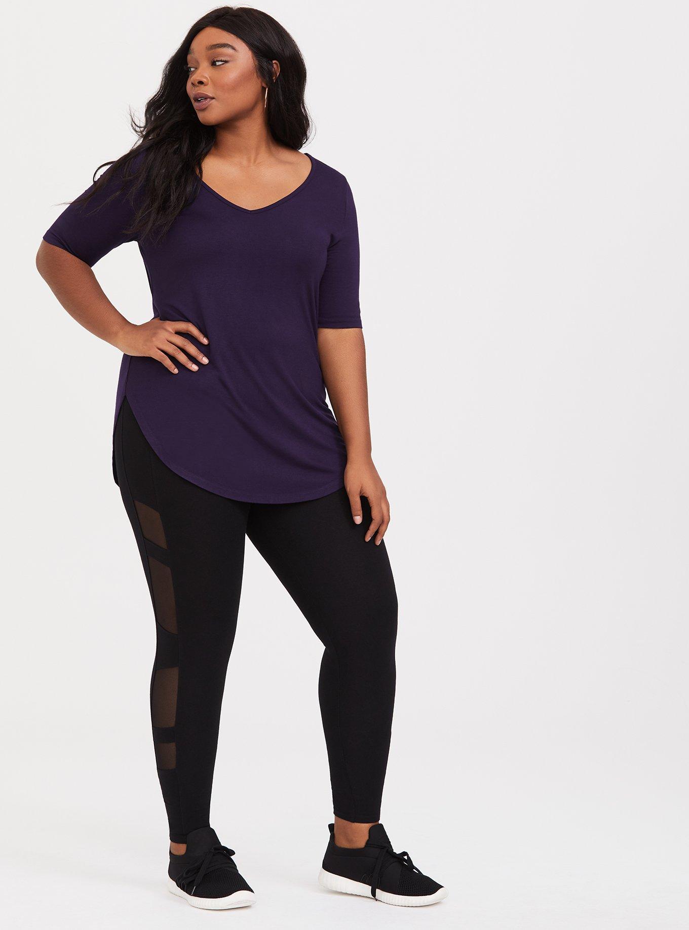 Plus Size - Black Side Mesh Inset Legging - Torrid