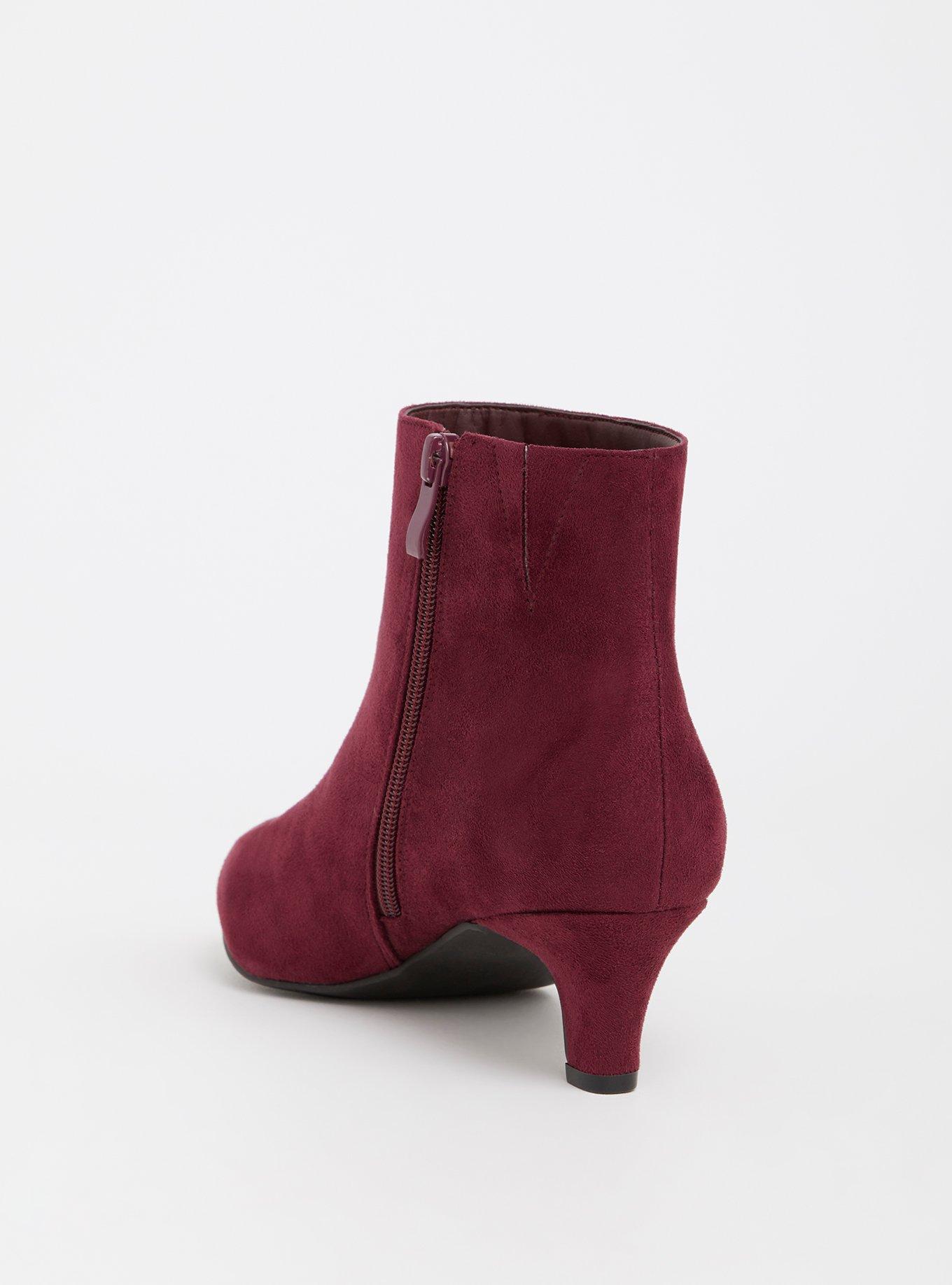Plus Size Faux Suede Kitten Heel Bootie (Wide Width), BERRY, alternate