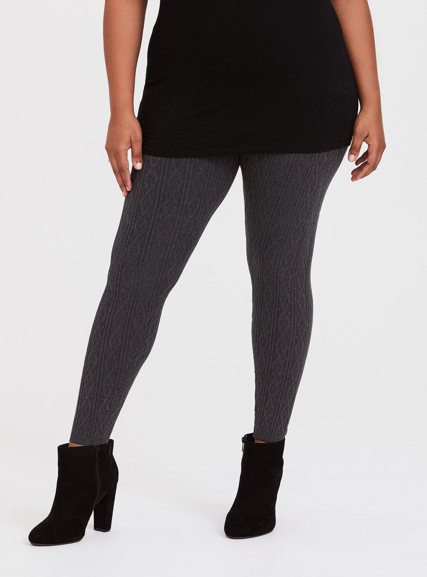 Plus Size Full Length Signature Waist Knit Legging, GREY, alternate