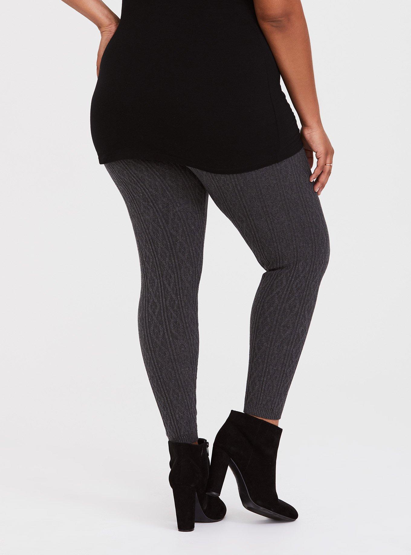 Plus Size Full Length Signature Waist Knit Legging, GREY, alternate