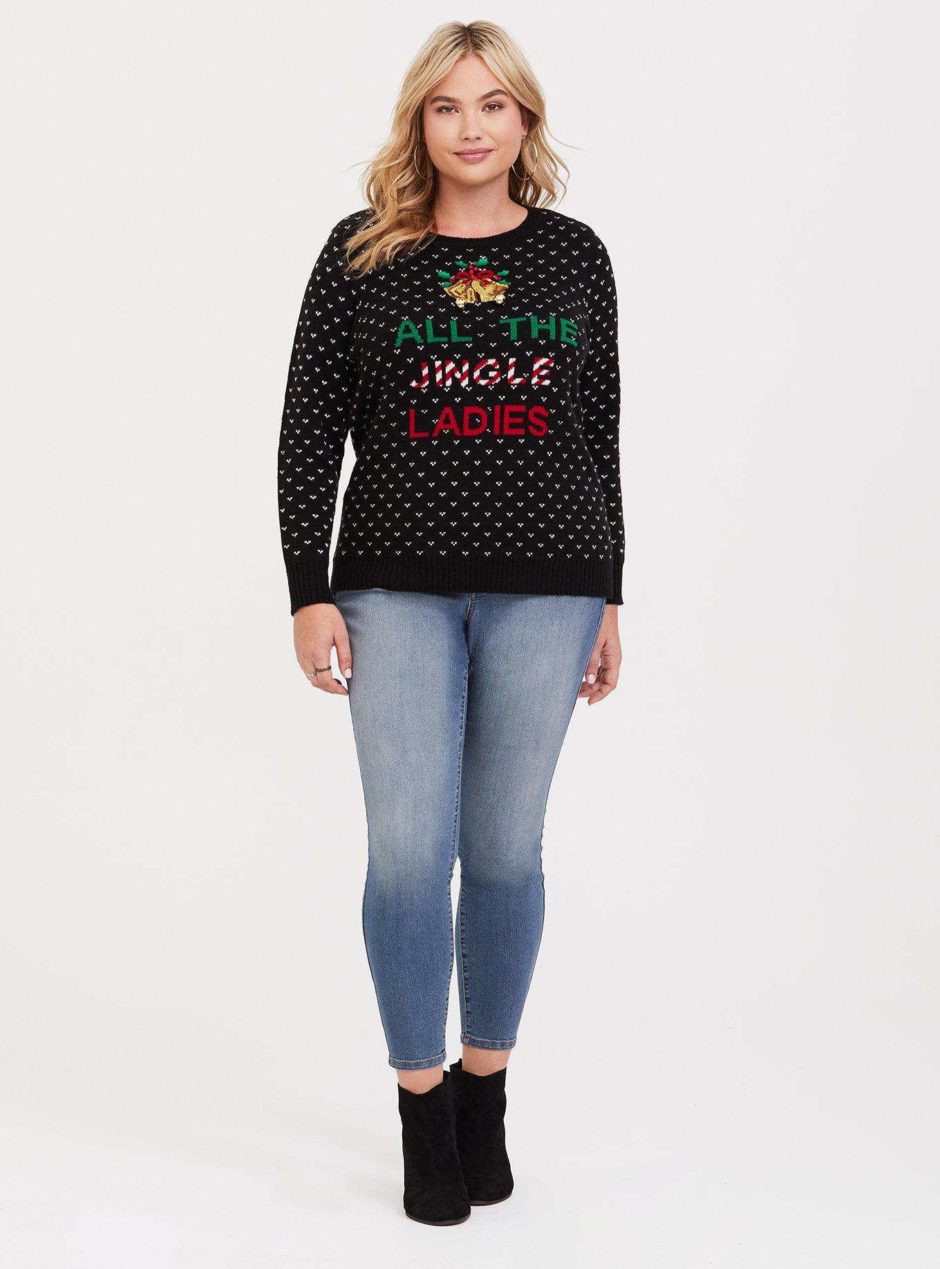 Black Jingle Ladies Pullover, BLACK, alternate