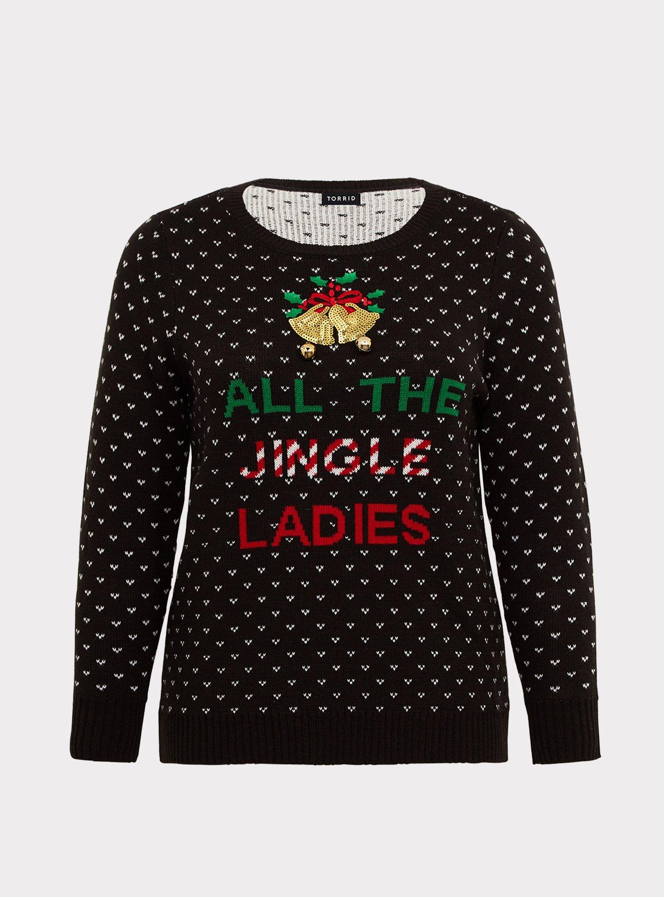 Black Jingle Ladies Pullover, , hi-res