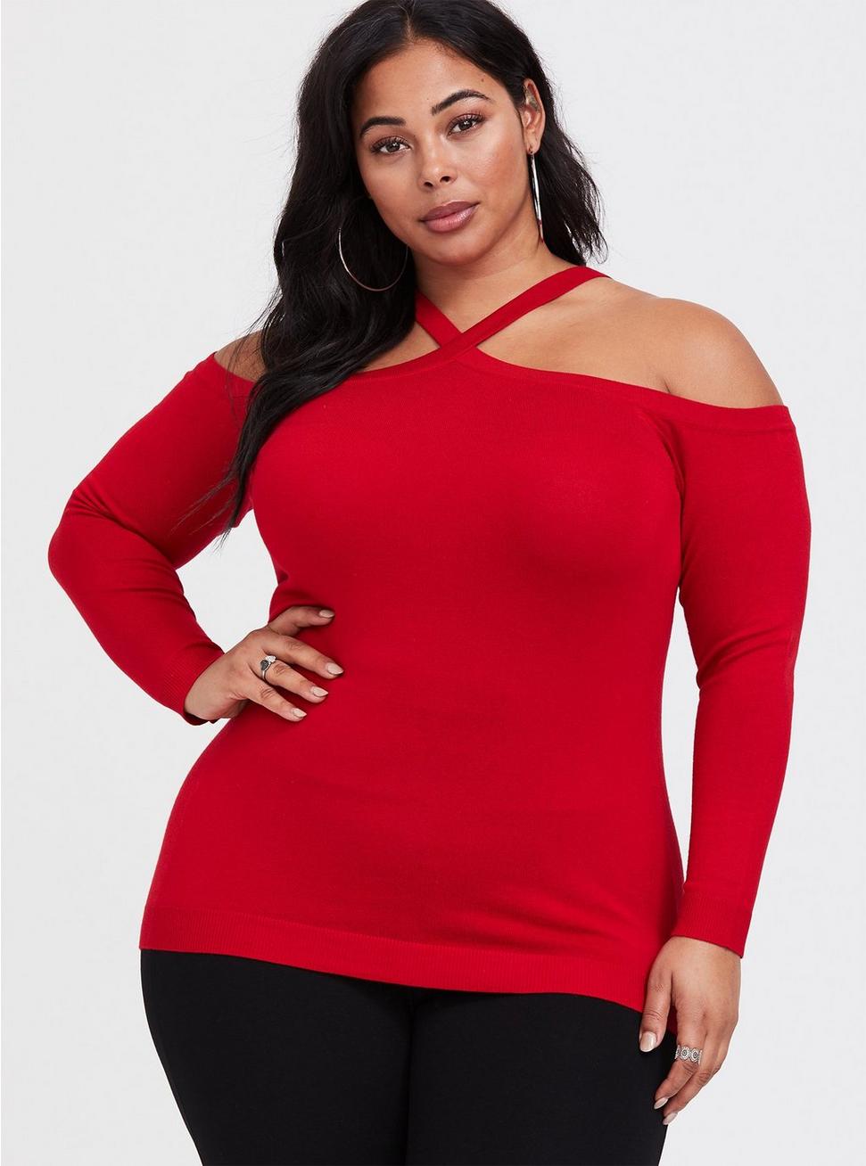 Plus Size - Red Halter Knit Sweater - Torrid