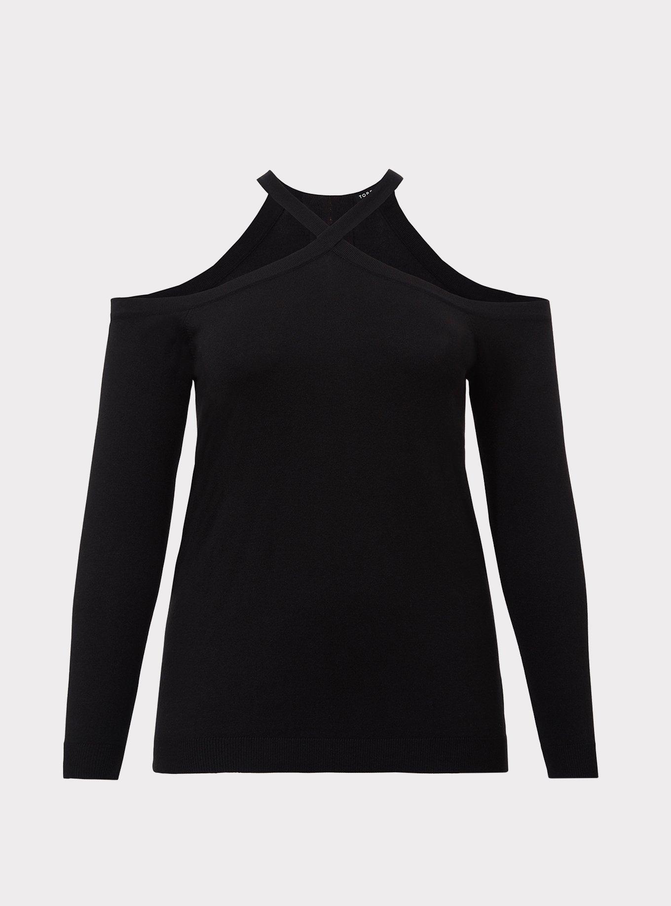 Plus Size - Black Halter Long Sleeve Sweater - Torrid