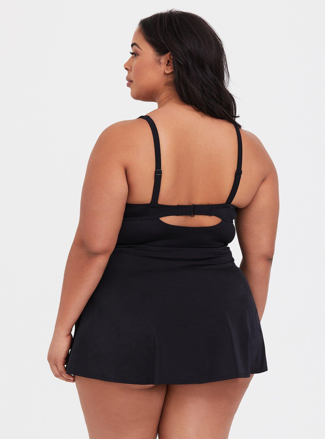 Plus Size Underwire Short Swim Dress With Brief, , alternate