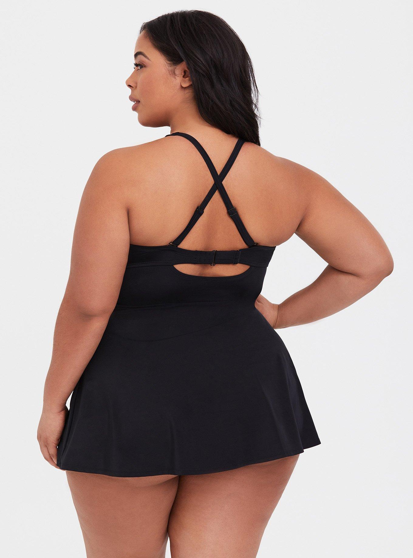 Plus Size Underwire Short Swim Dress With Brief, , alternate