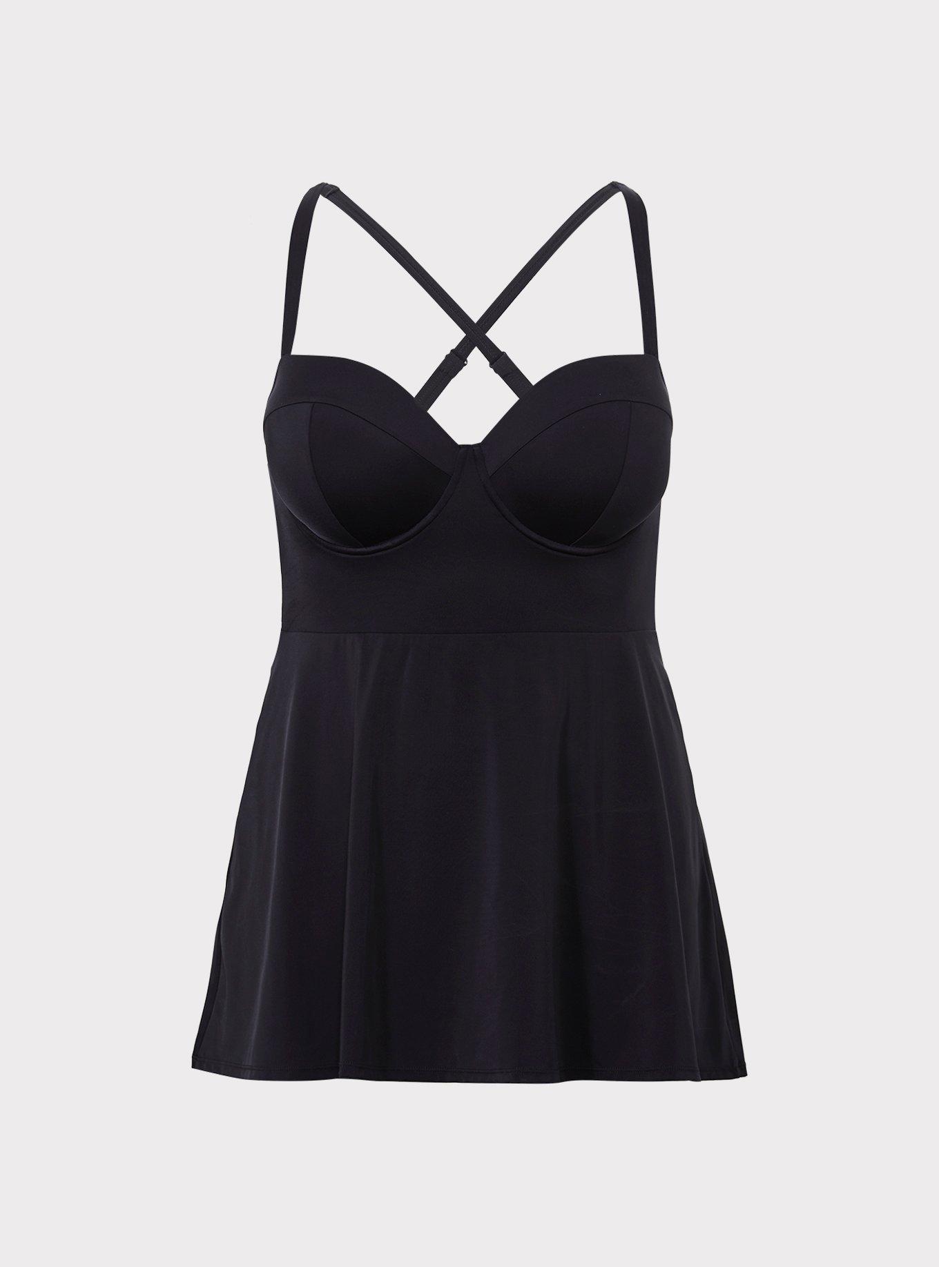 Plus Size Underwire Short Swim Dress With Brief, , hi-res