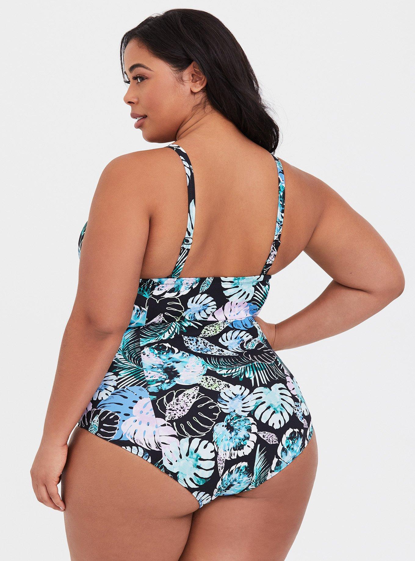 Tropical Slim Fix Push-Up One-Piece Swimsuit, TROPICAL PRINT, alternate