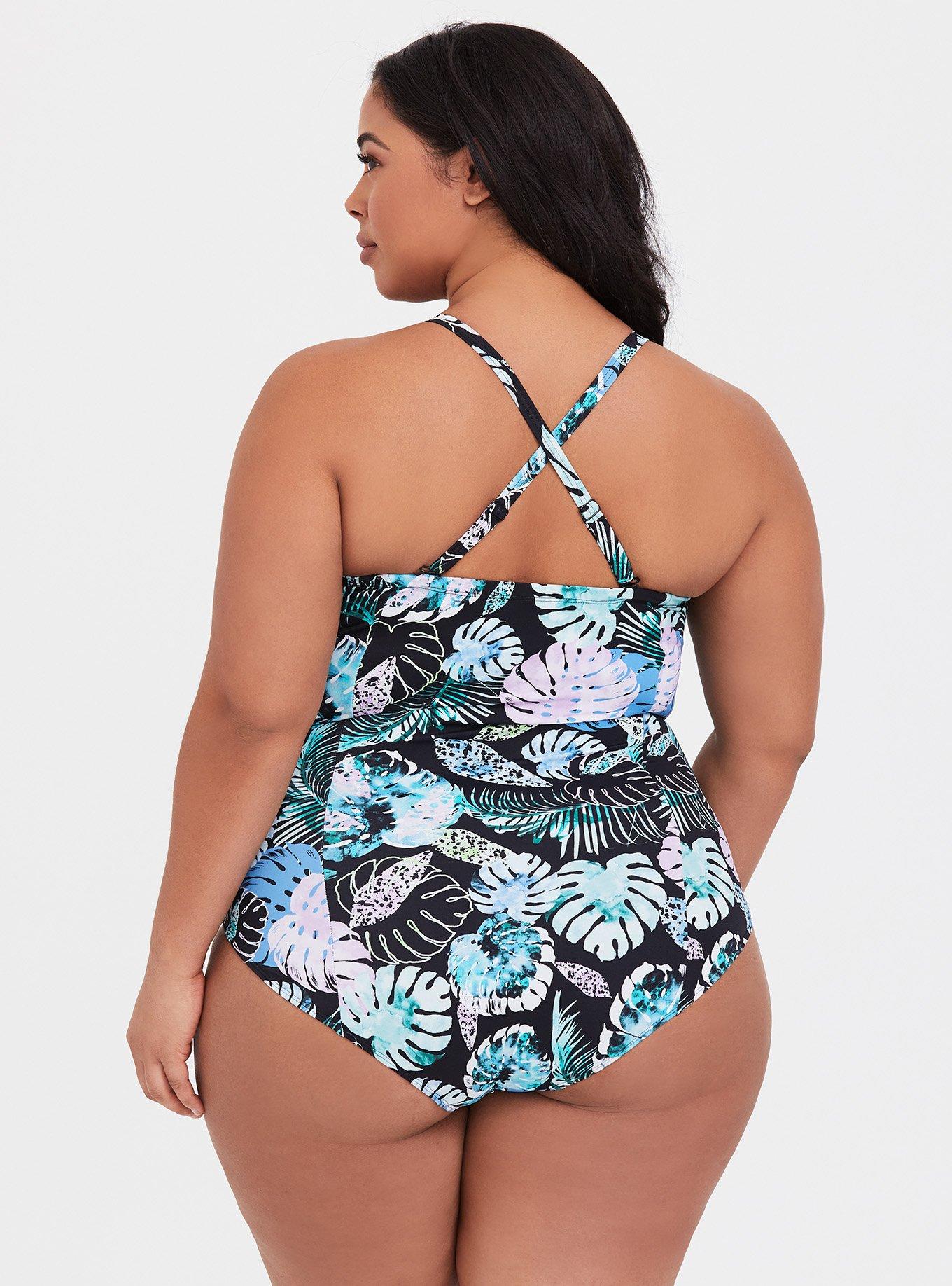 Tropical Slim Fix Push-Up One-Piece Swimsuit, TROPICAL PRINT, alternate