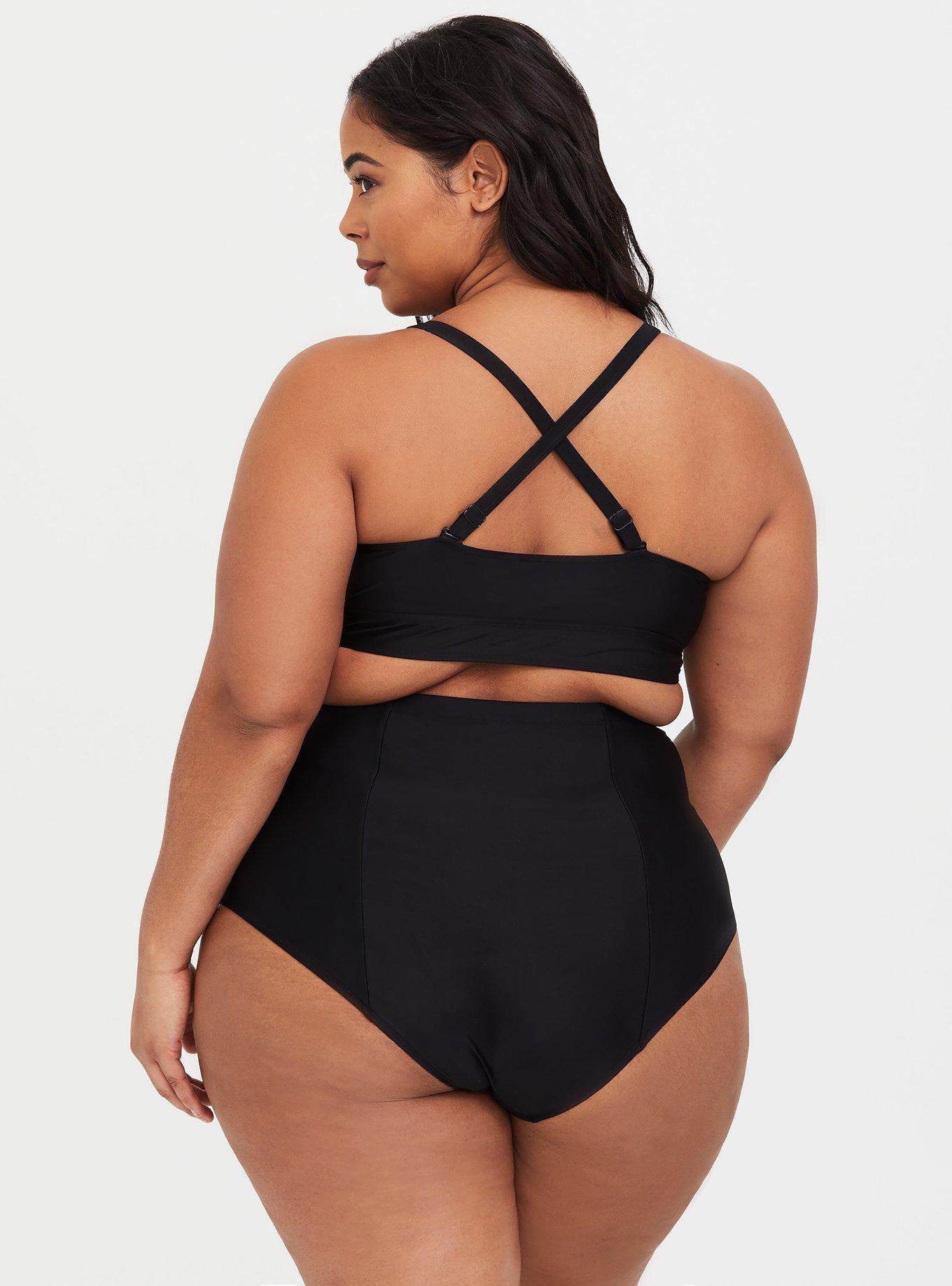 Plus Size - Black Lace Push-Up Strapless One-Piece Swimsuit - Torrid