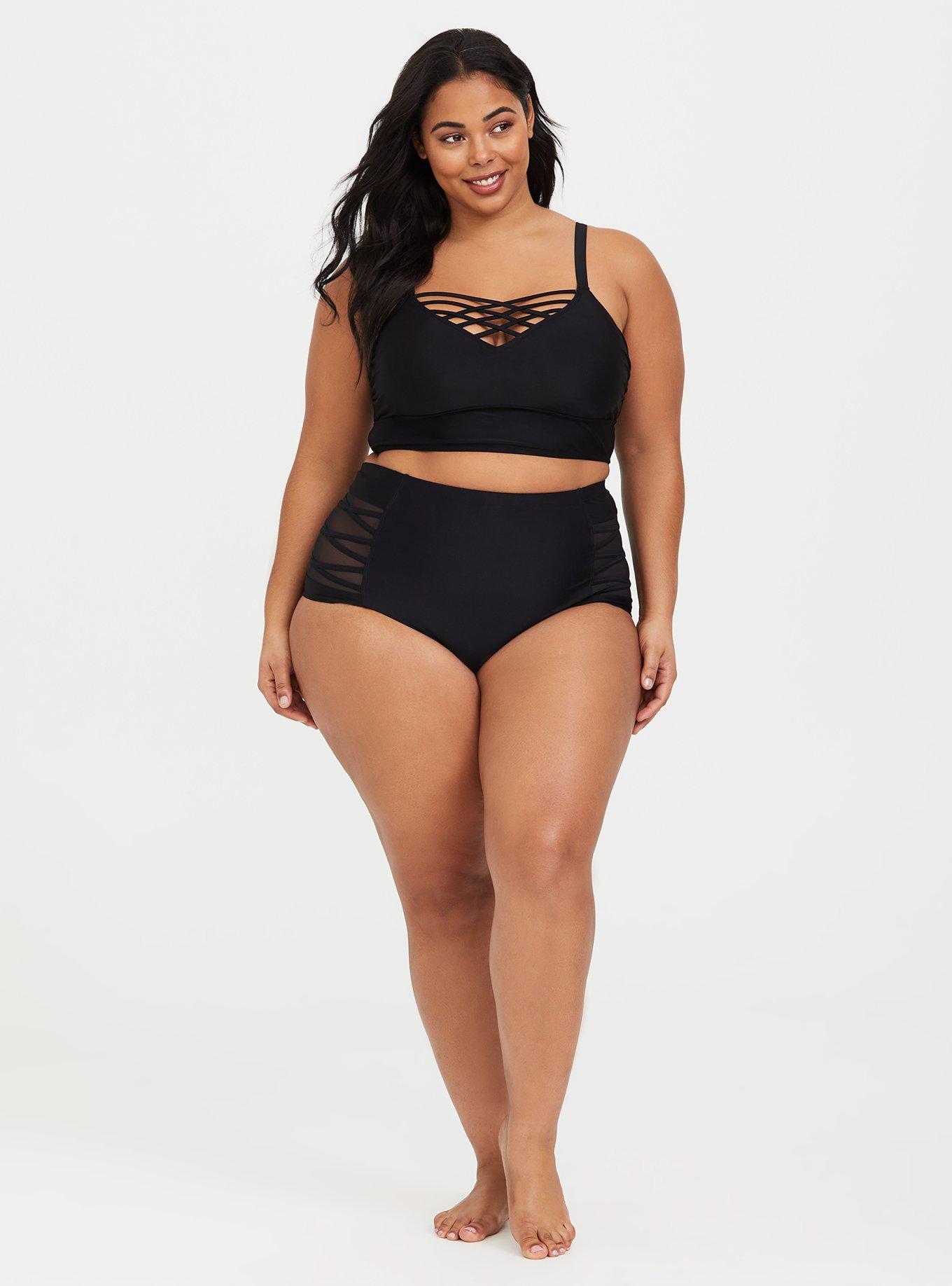Plus Size Wireless Strappy Front Bikini Top, , alternate