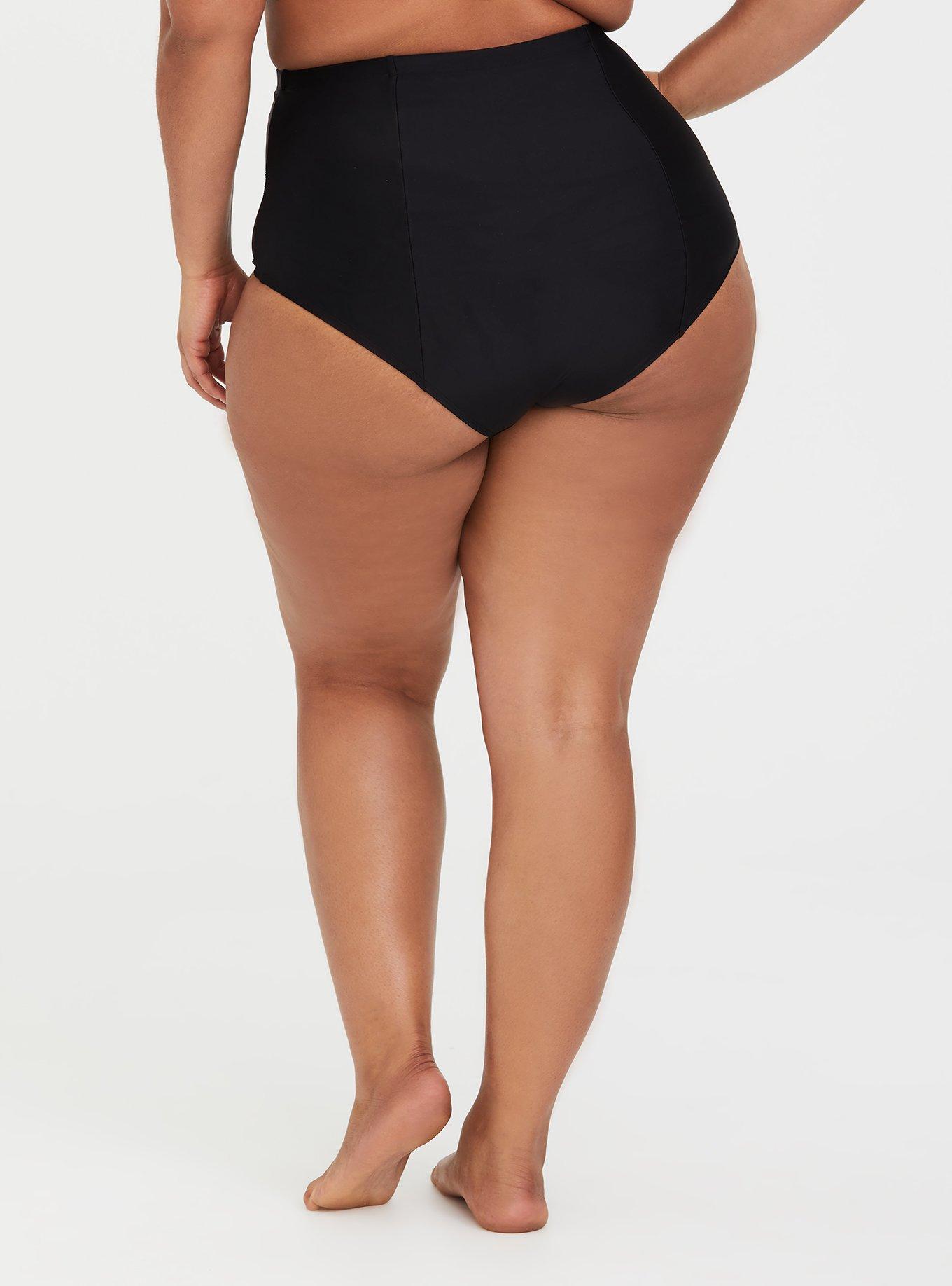 Plus size black high waisted swim bottoms hot sale