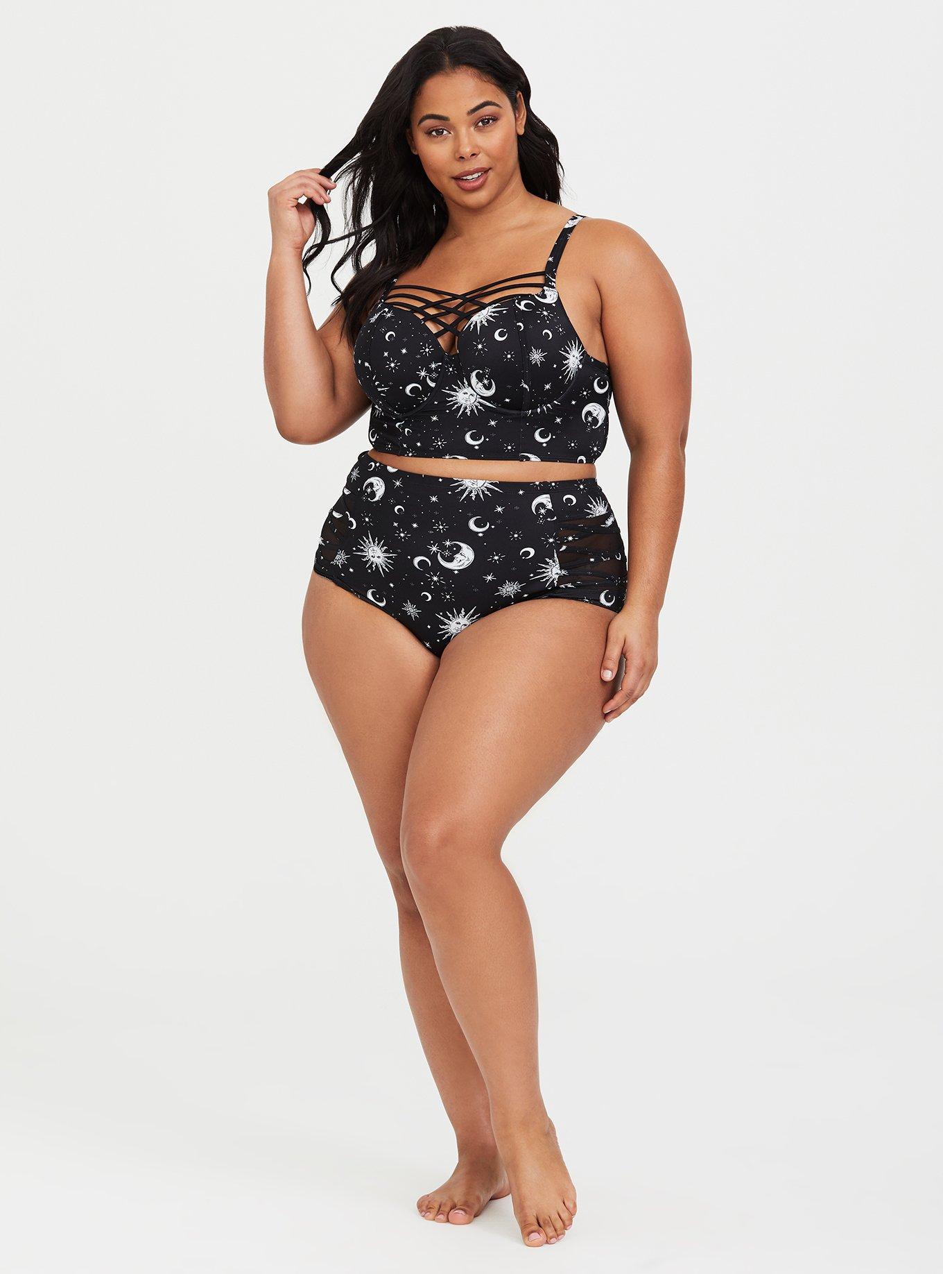 Plus Size - Black Lace Push-Up Strapless One-Piece Swimsuit - Torrid