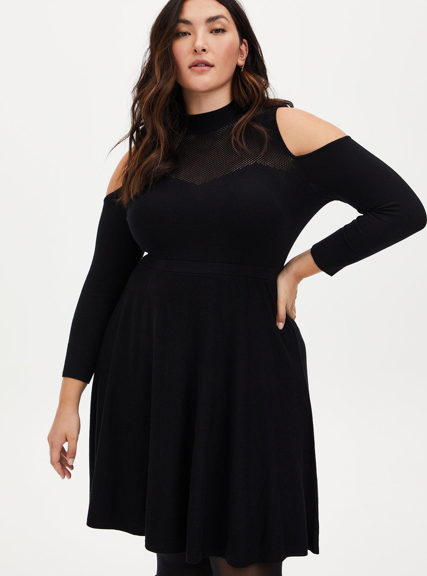 Plus Size Mini Sweater Cold Shoulder Dress Torrid