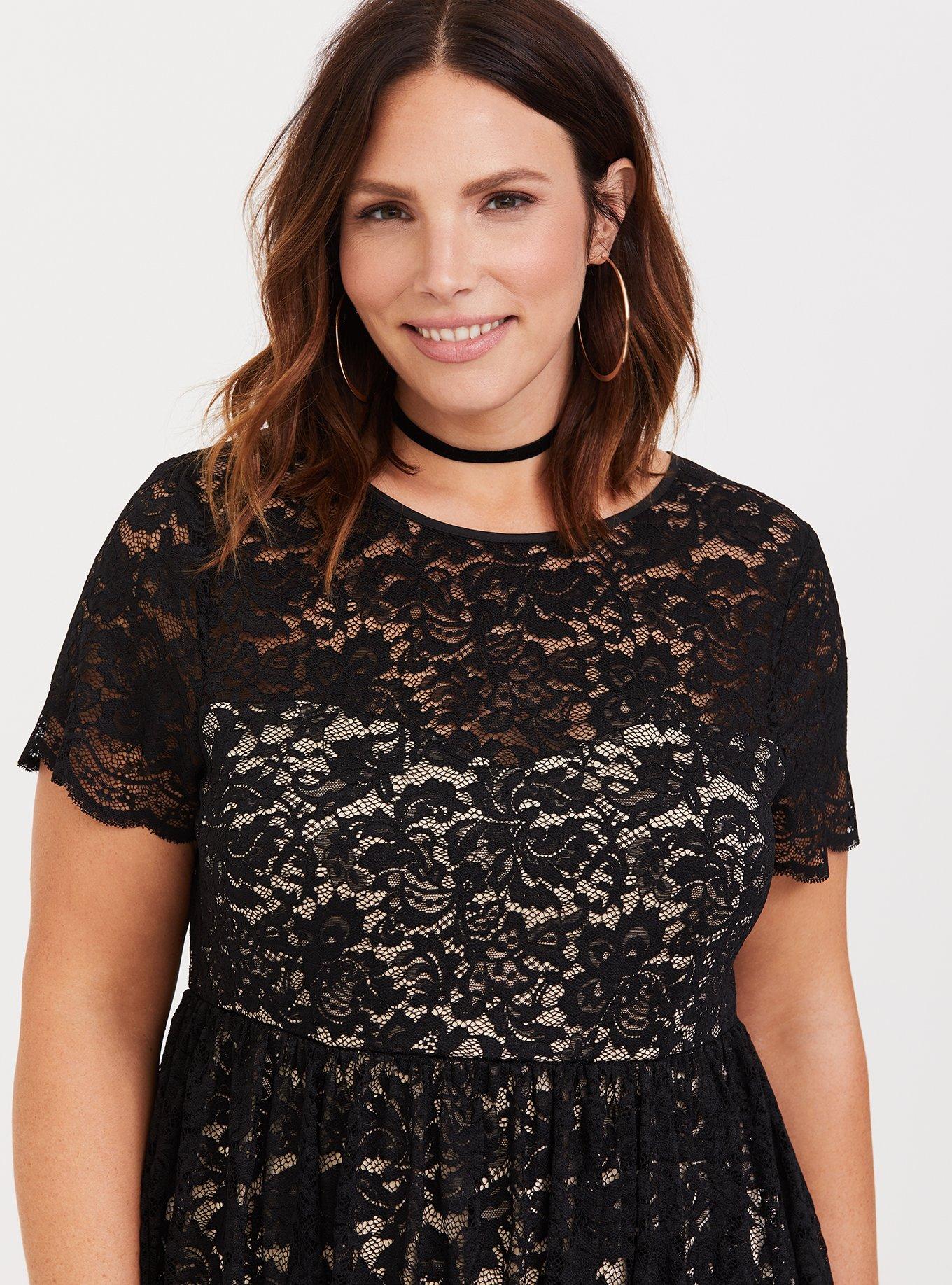 Torrid black 2024 lace skater dress