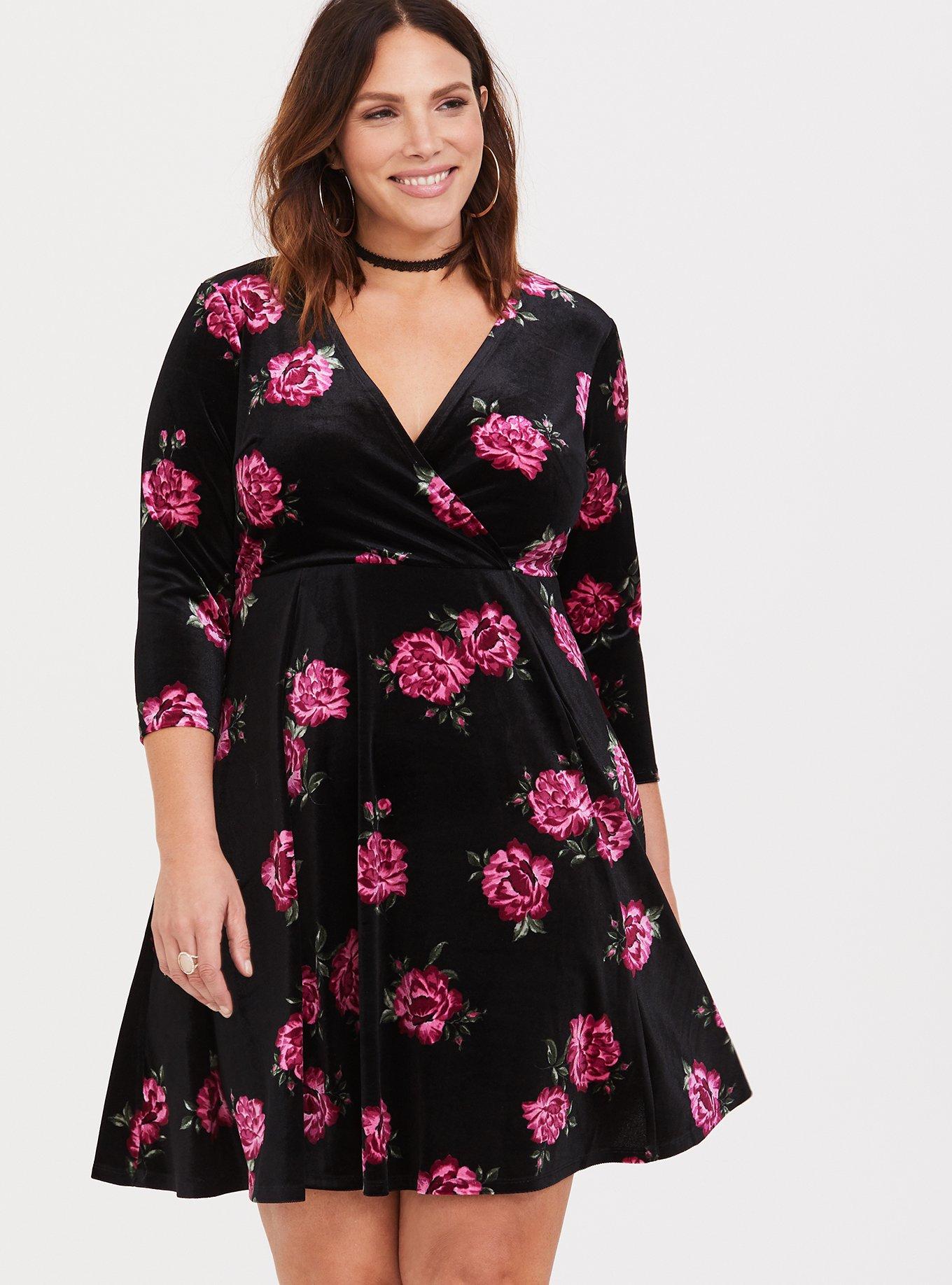 Torrid black outlet dress with flowers