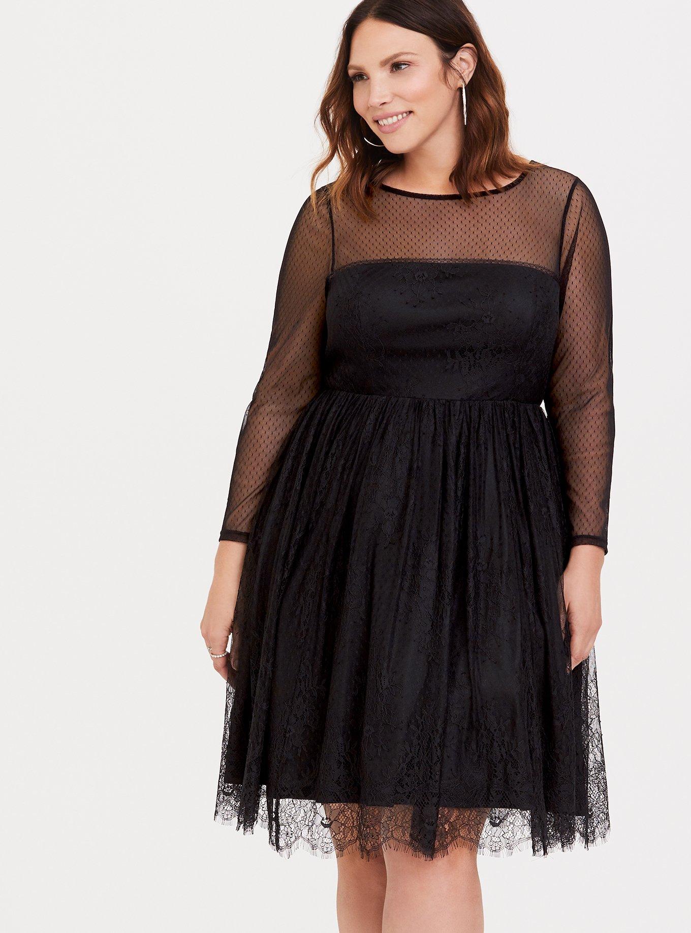 Plus Size - Black Lace Skater Dress - Torrid
