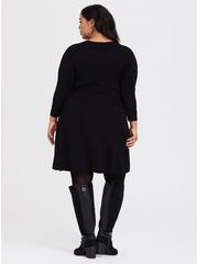 Mini Sweater Cross Front Skater Dress, DEEP BLACK, alternate