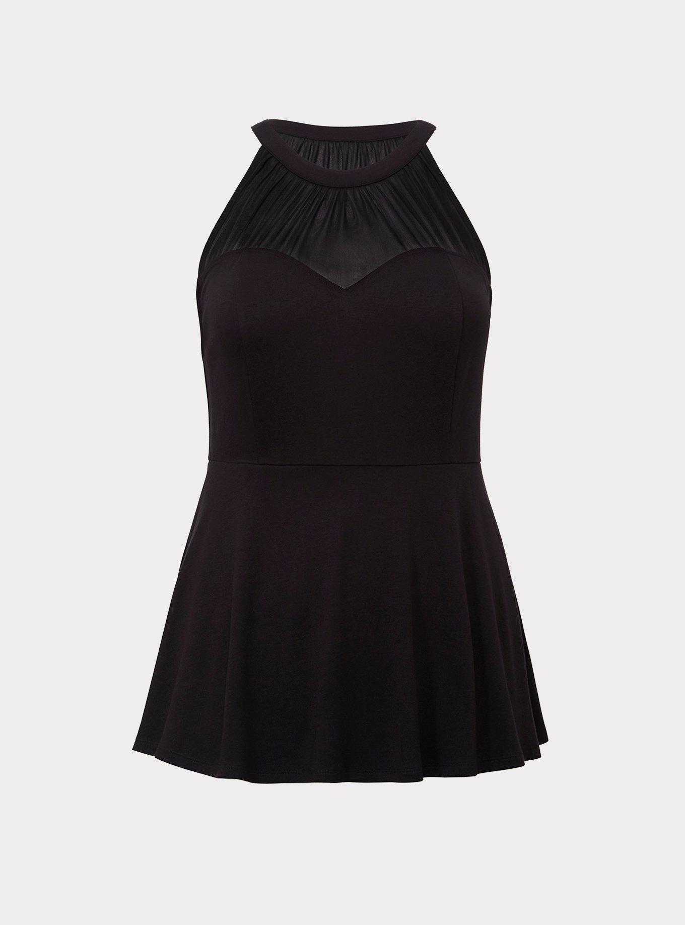 Plus Size - Black High Neck Peplum Top - Torrid