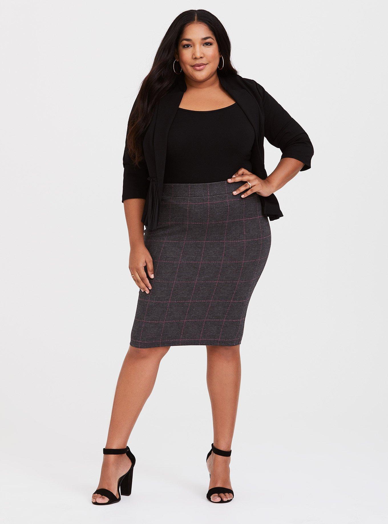 Plaid pencil skirt plus best sale