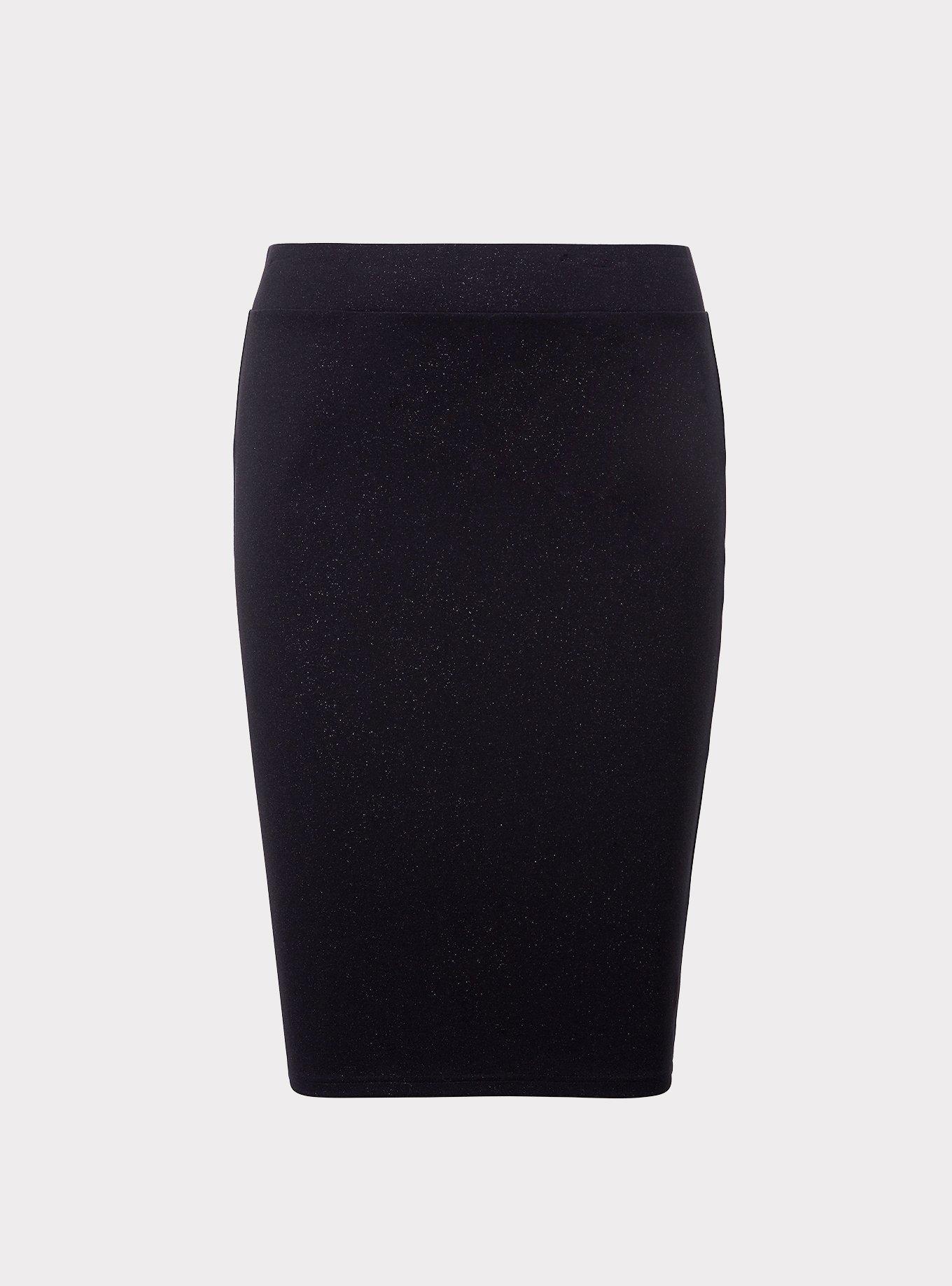 Plus Size - Black Sparkle Ponte Pencil Skirt - Torrid