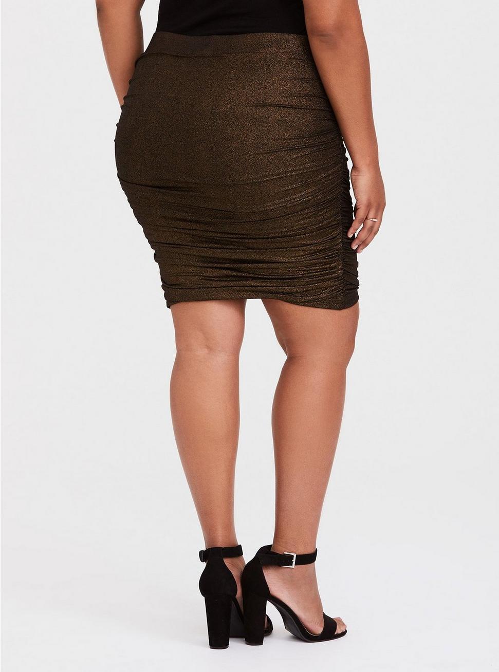 Plus Size - Gold Shine Shirred Mini Skirt - Torrid