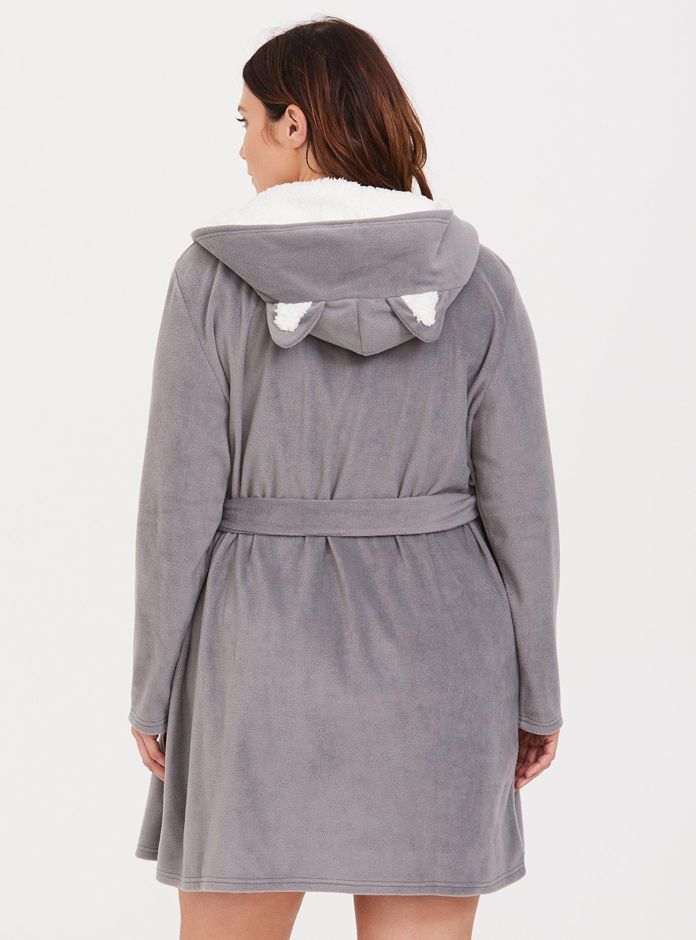 Sherpa Lined Sleep Robe, GREY, alternate