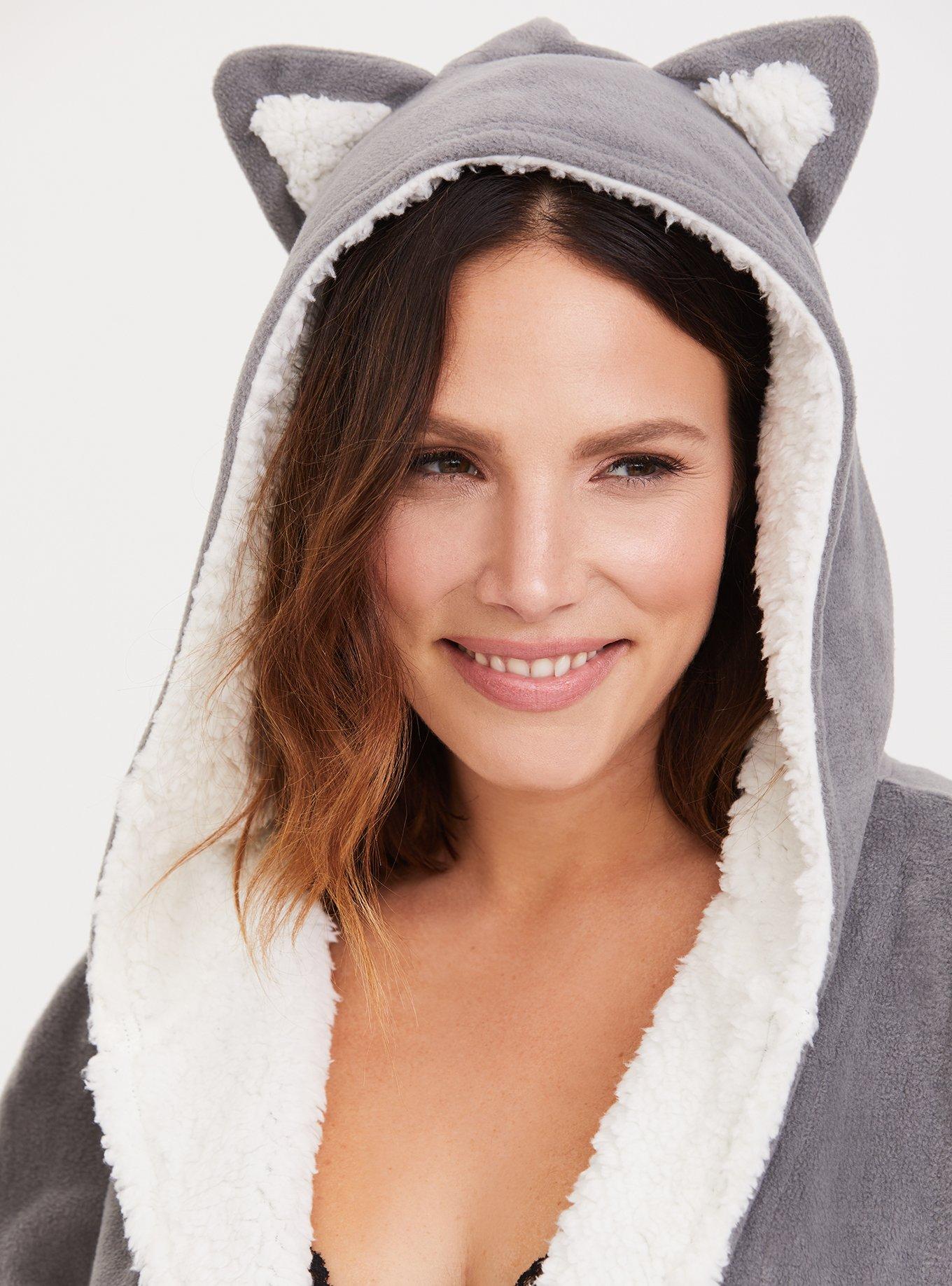 Sherpa Lined Sleep Robe, GREY, alternate