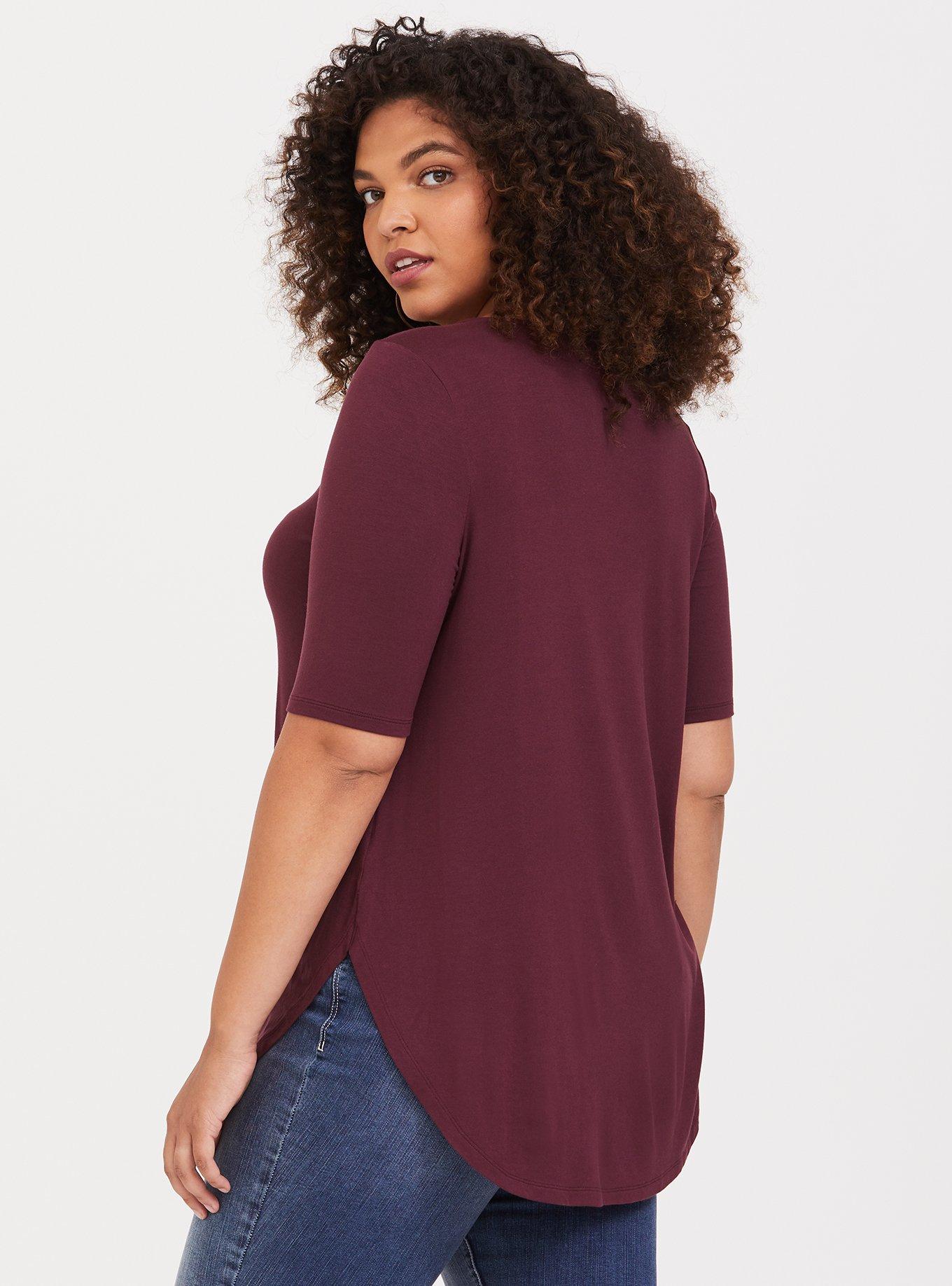 Plus Size Super Soft Burgundy Mystical Strappy Tunic, , alternate