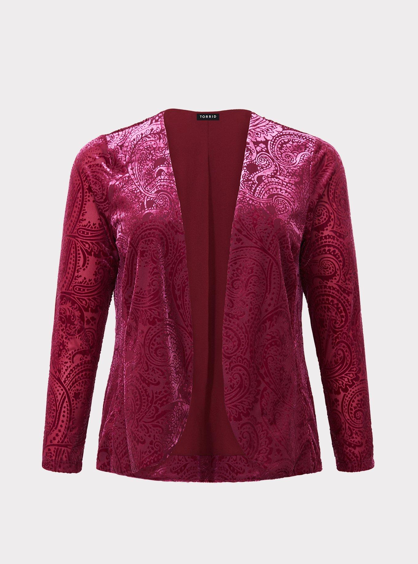 Plus Size Textured Velvet Blazer