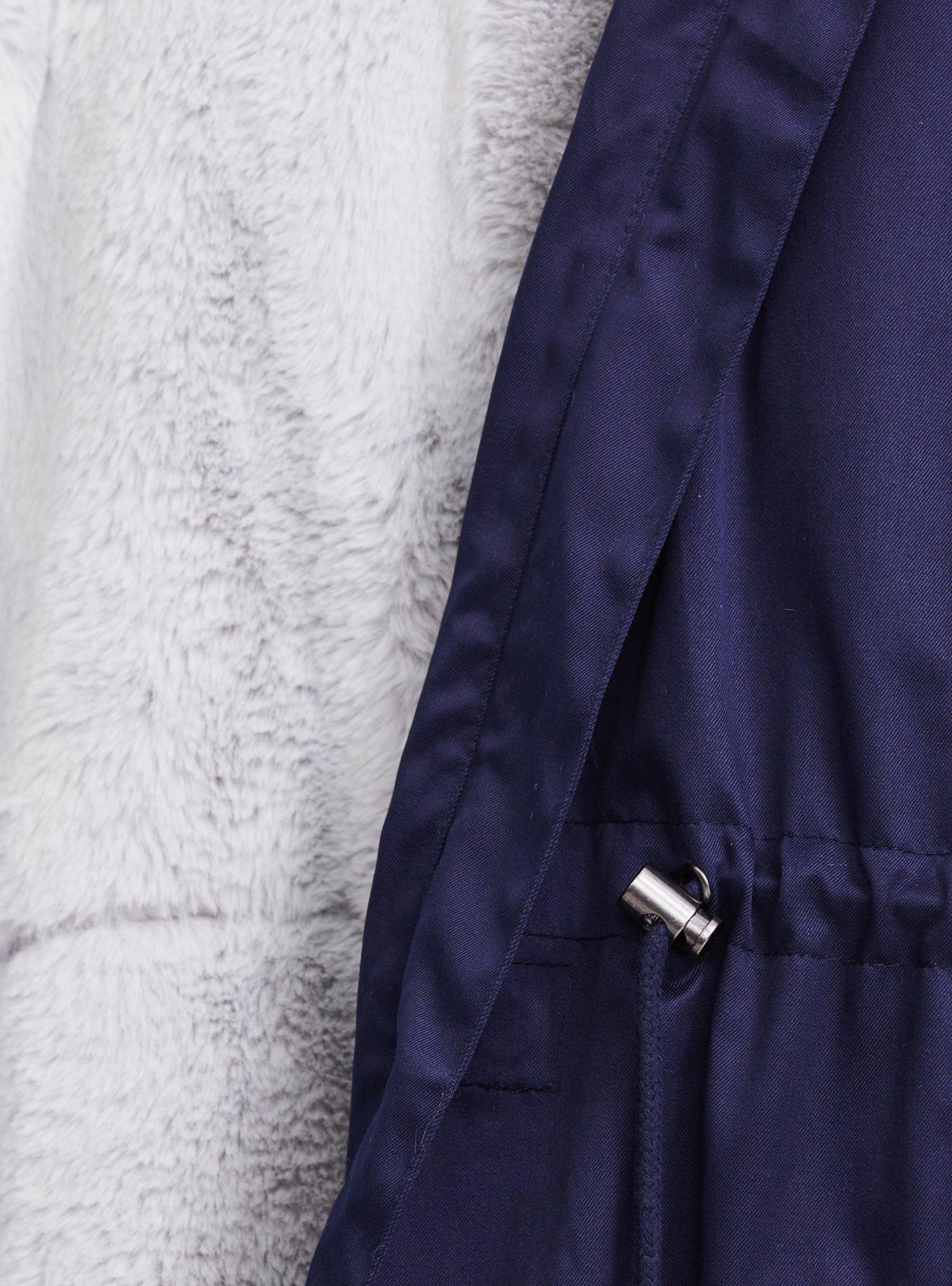 Plus Size Twill Fur Lined Parka, PEACOAT, alternate