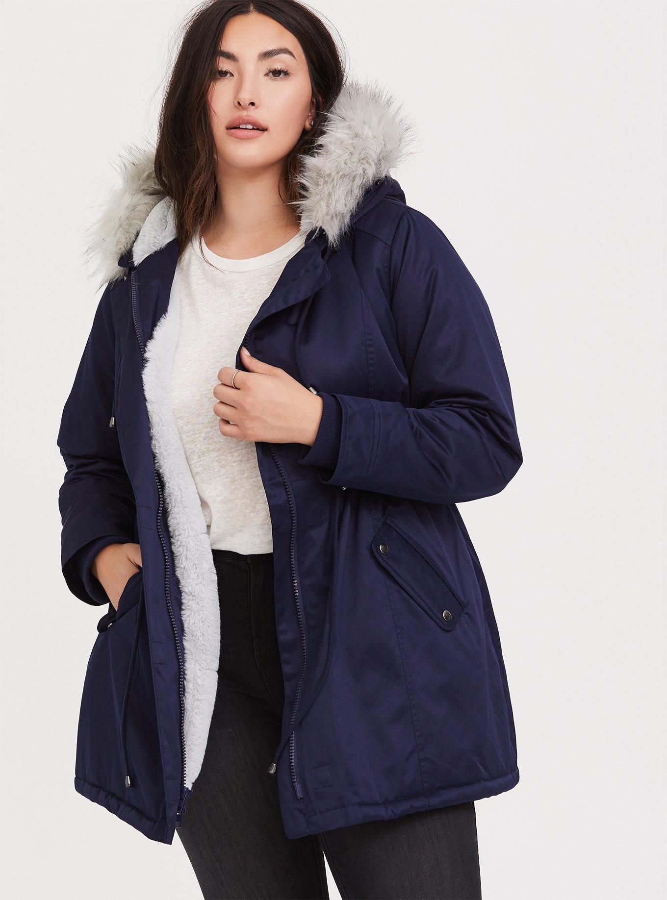 Blue fur lined parka deals